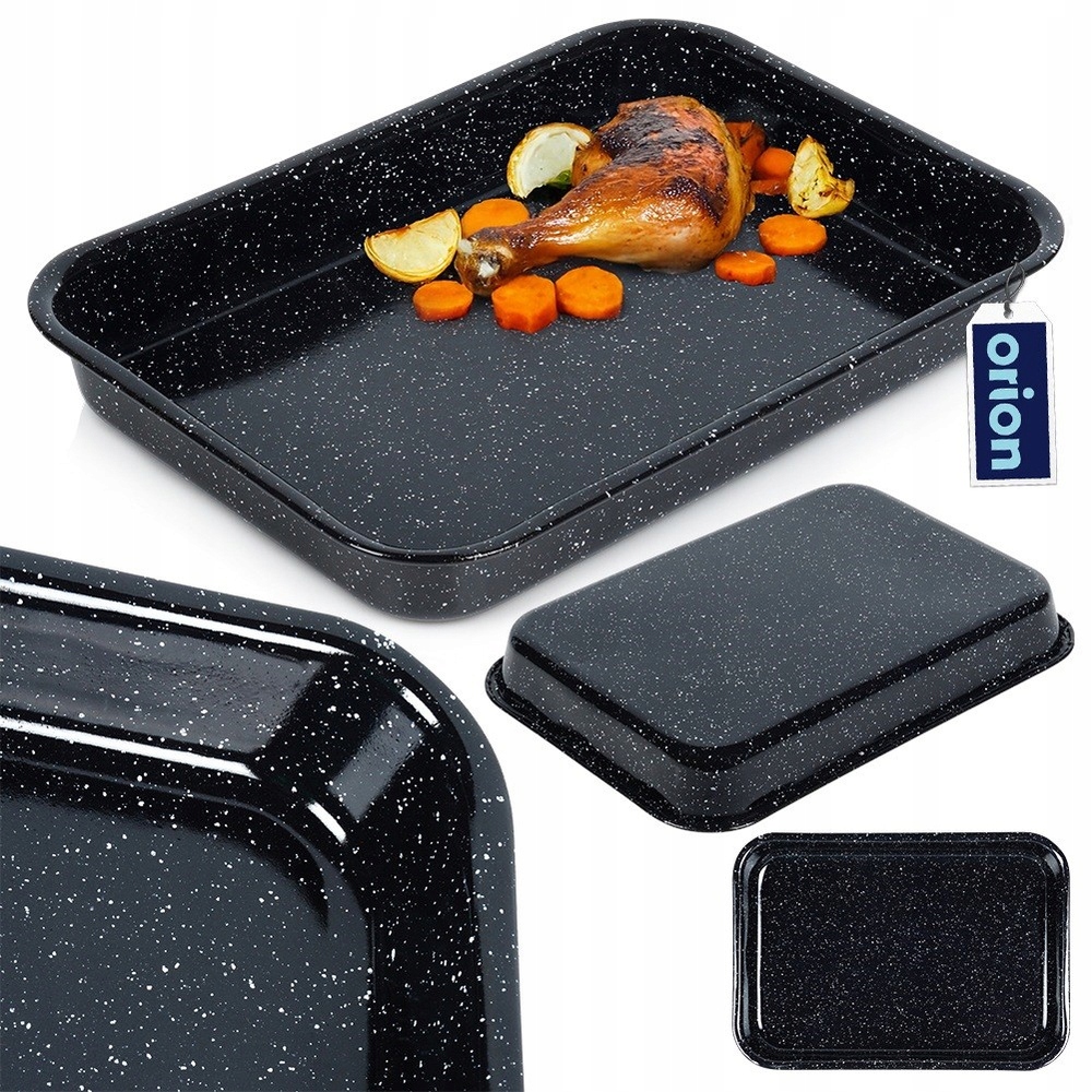 Kepimo skarda 34X24X4.5CM 2.5L JUODAS EMALINIS PLIENAS ORKAITĖS