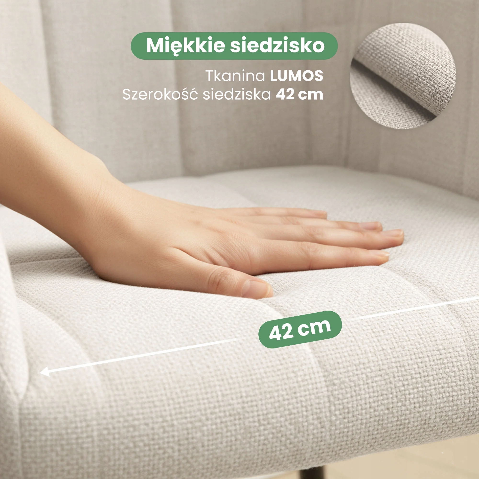 2x Minkšta kėdė su kvadratinėmis siūlėmis Cream LUXANO Black n