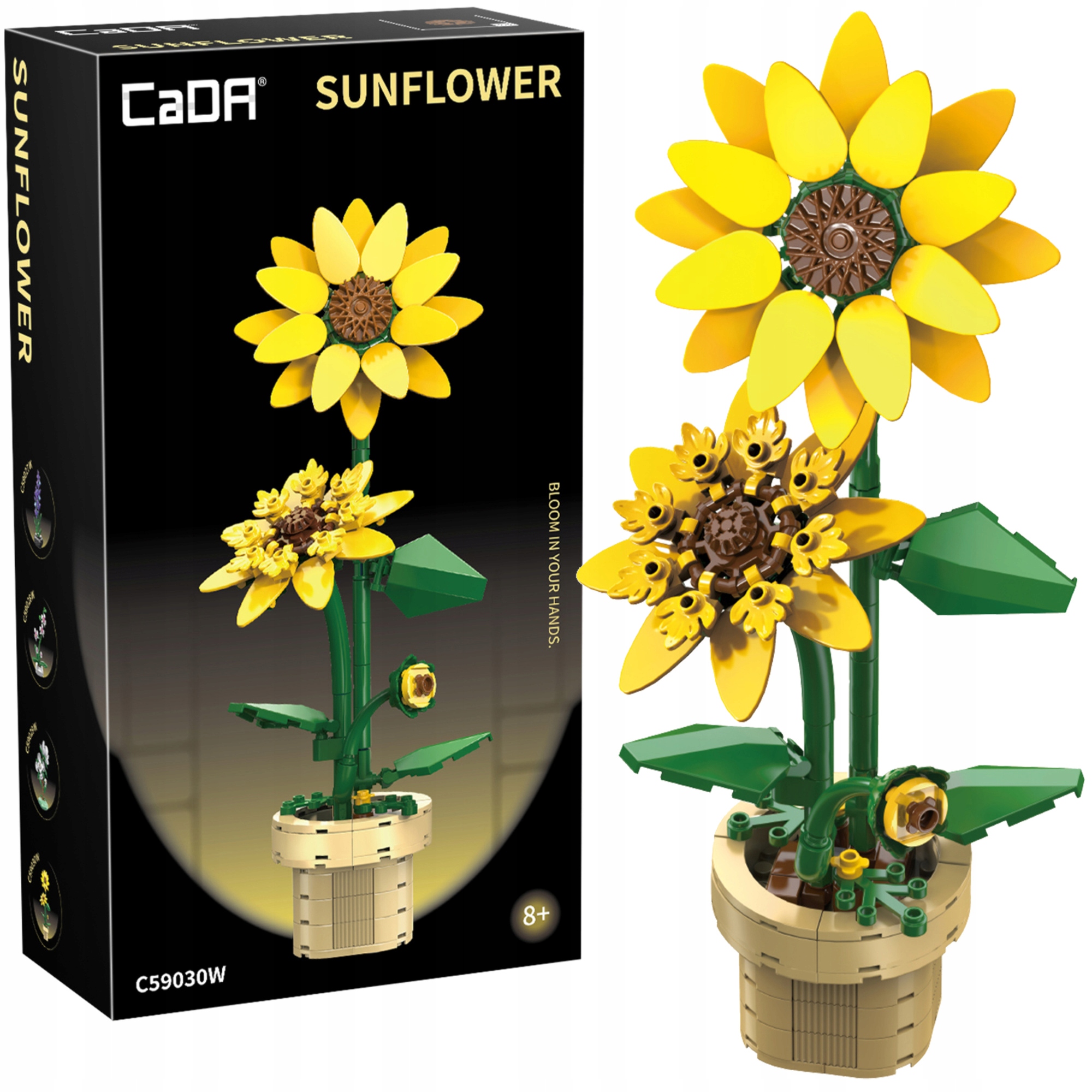 CaDA Floral Art Saulėgrąžų gėlė vazone 187el 59030 statybiniai blokeliai