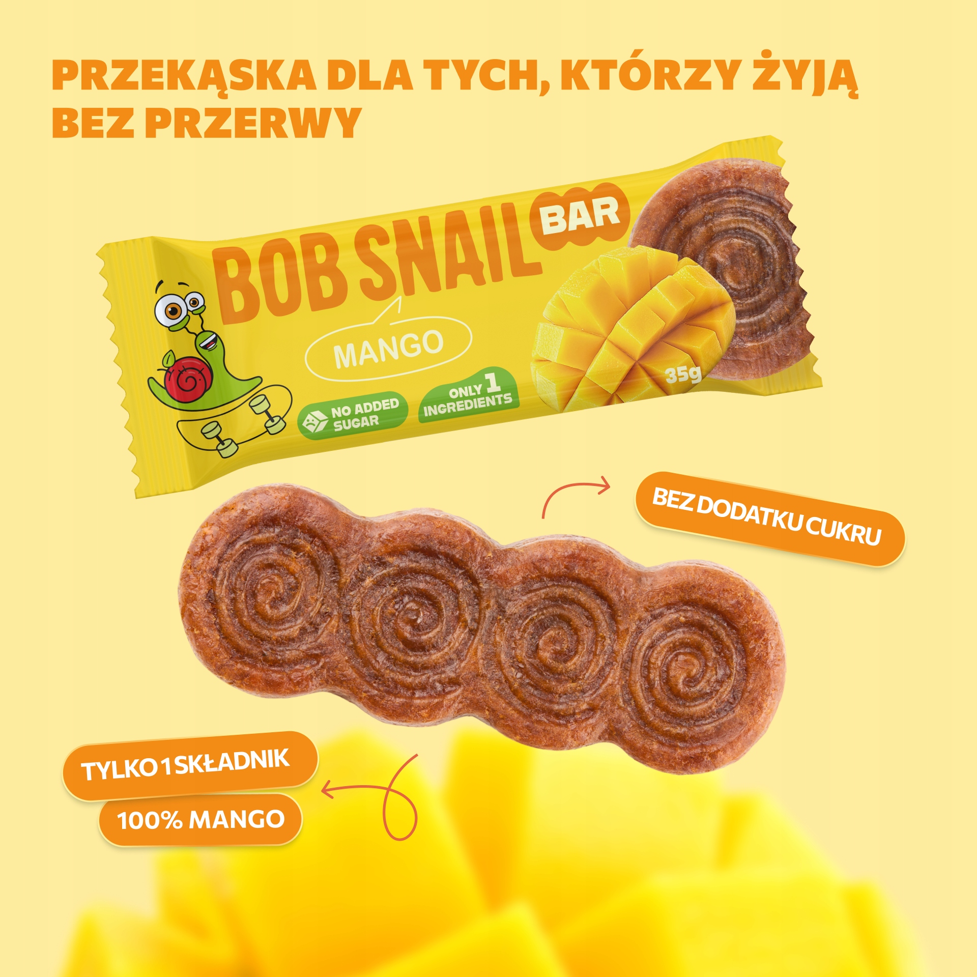 Bob Snail mango vaisių batonėlis 15x35g