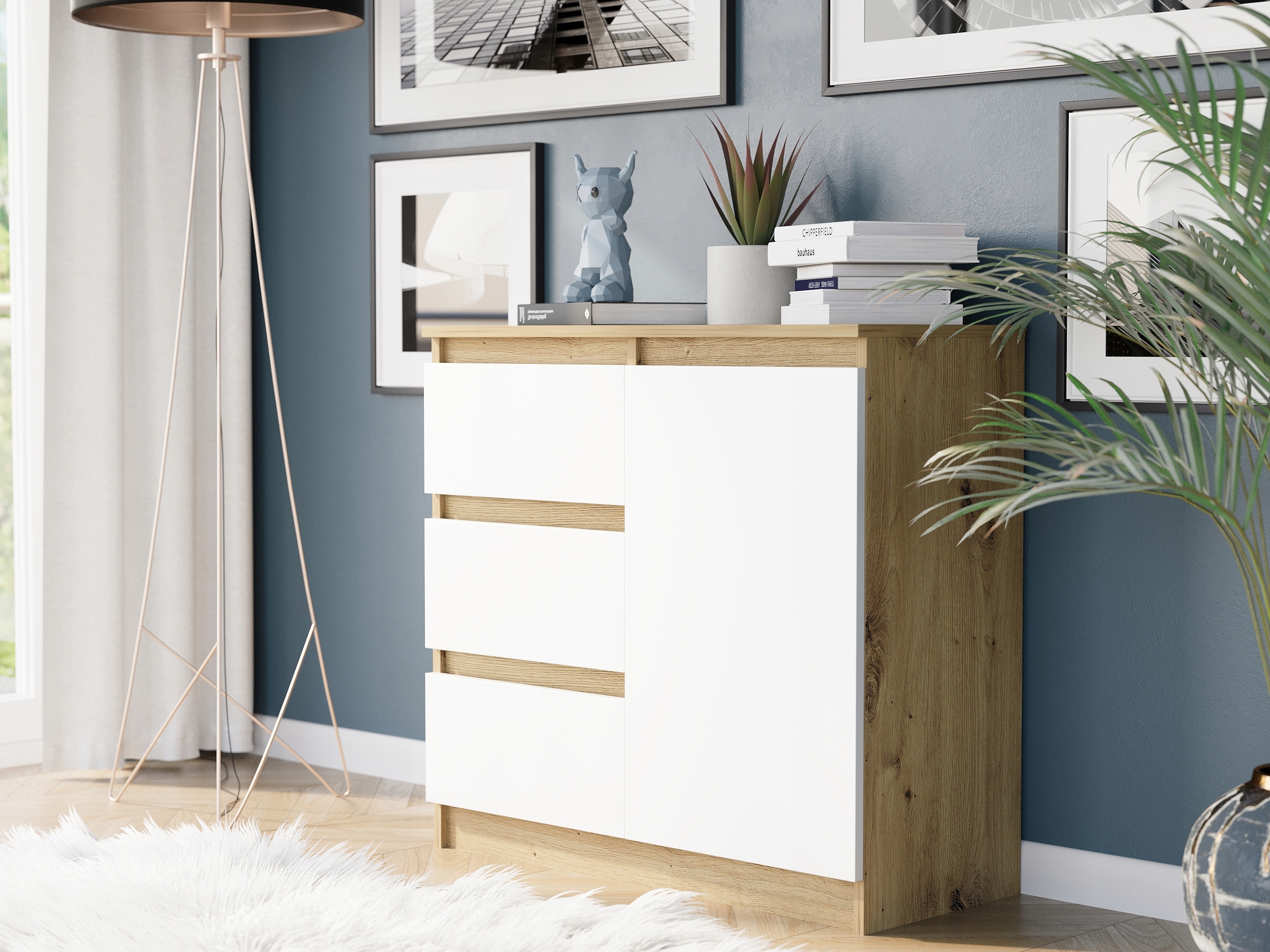 KRŪTINĖ R-80-S3 SPINTELĖ 3 STALČIAI ARTISAN MIX BALTA