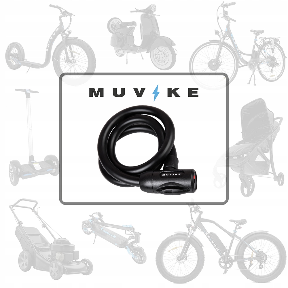 Muvike dviračio spyna su raktu 100cm 15mm