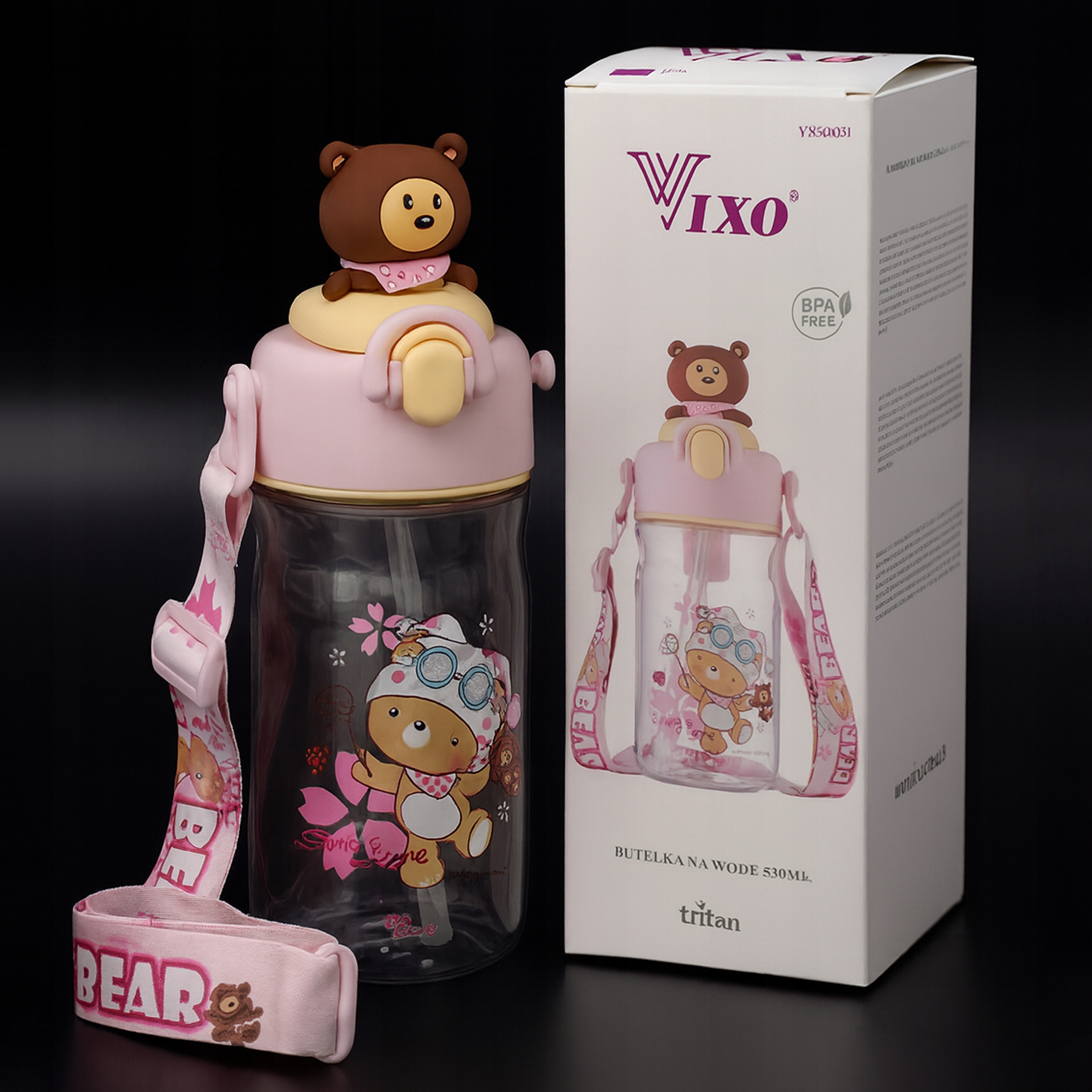 Vixo butelis vaikui 530 ml be BPA su dirželiu