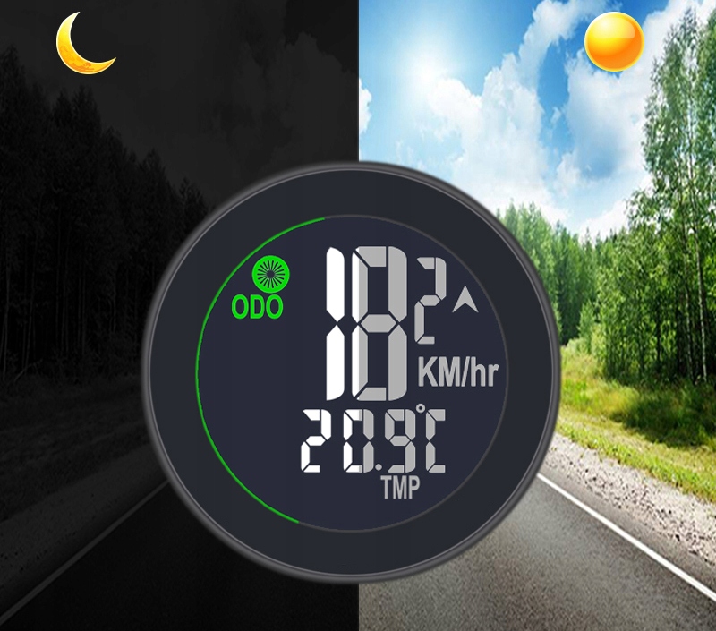 Dviračio kompiuteris su rankena, apšviestu belaidžiu spidometru