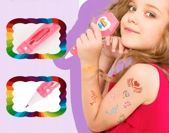 Gotel tatuiruočių rinkinys su šablonais ir žymekliais