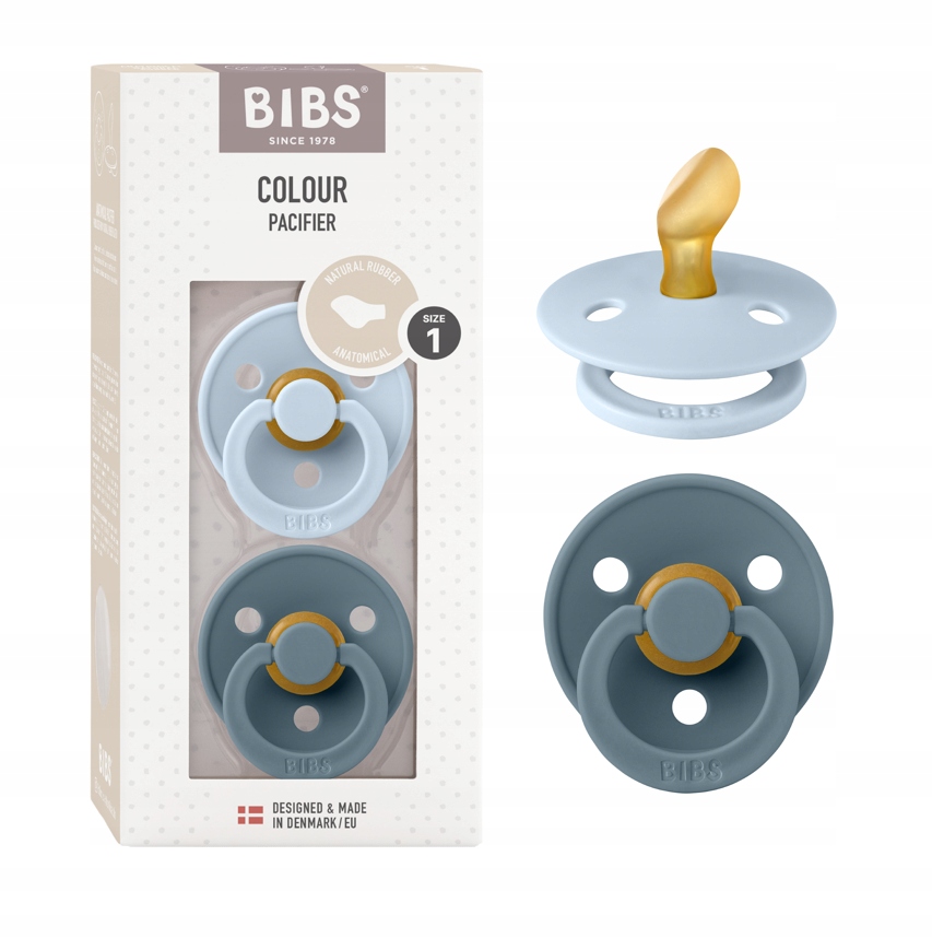 BIBS Color čiulptukas kūdikiui 2 vnt. anatominis 0m+ mėlynas/lateksinis benzinas