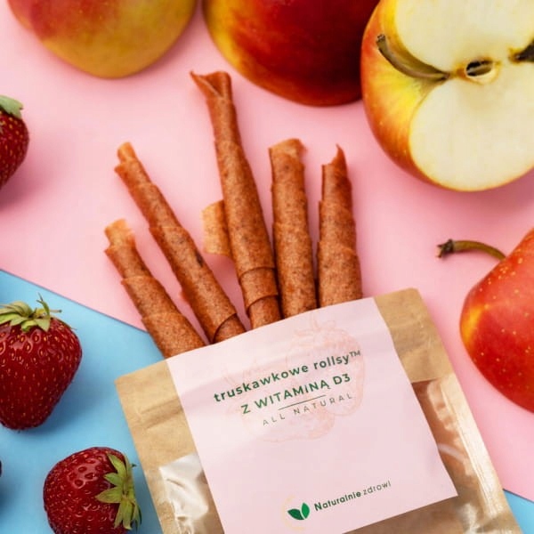 Naturalnie Zdrowi Rollsy braškės su D3 vitaminu 50 g