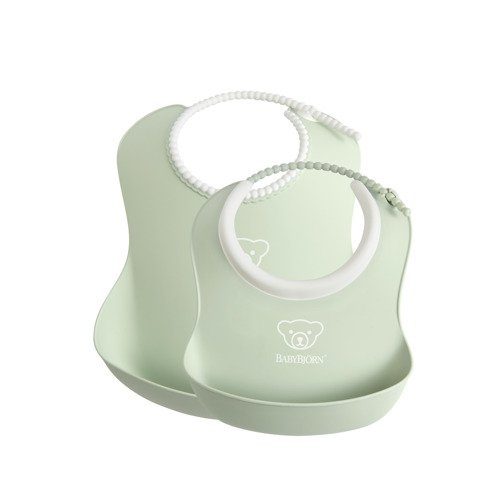 BABYBJORN mažų/didelių Powder Green seilinukų rinkinys