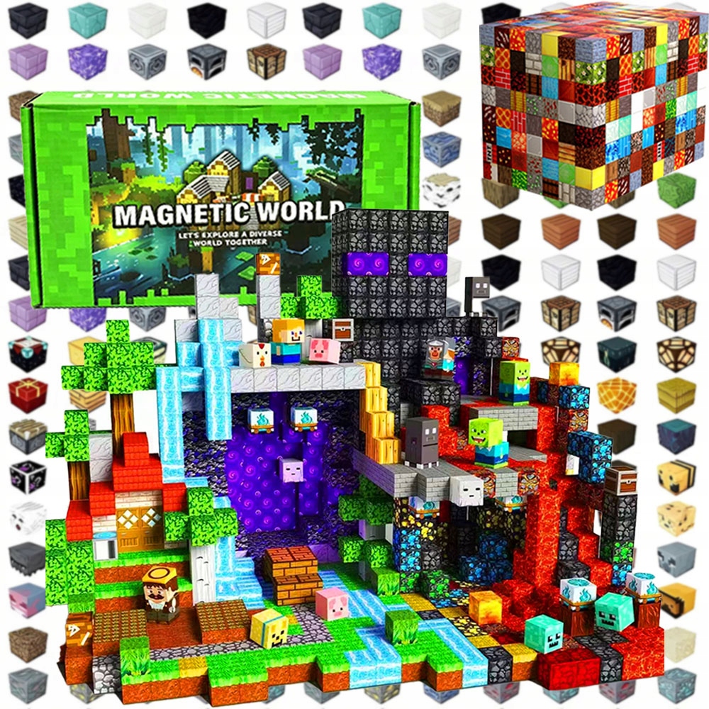 Magnetiniai blokeliai CUBES BLOCKS rinkinys iš 200 kaladėlių + 6 NEMOKAMOS FIGURINĖS