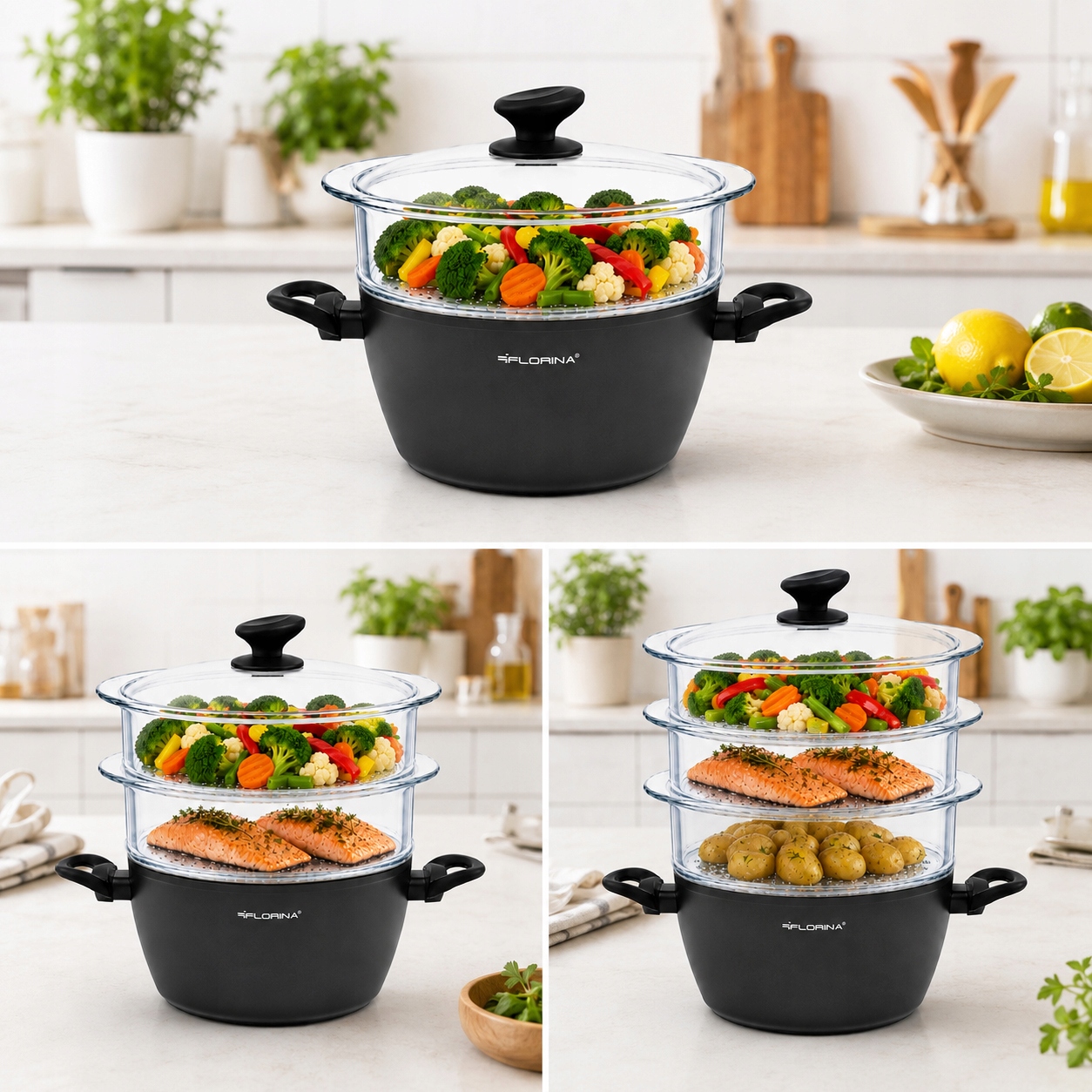 Garinimo puodas Indukcinis garintuvas 2 stikliniai sieteliai AmVegan įdėklai