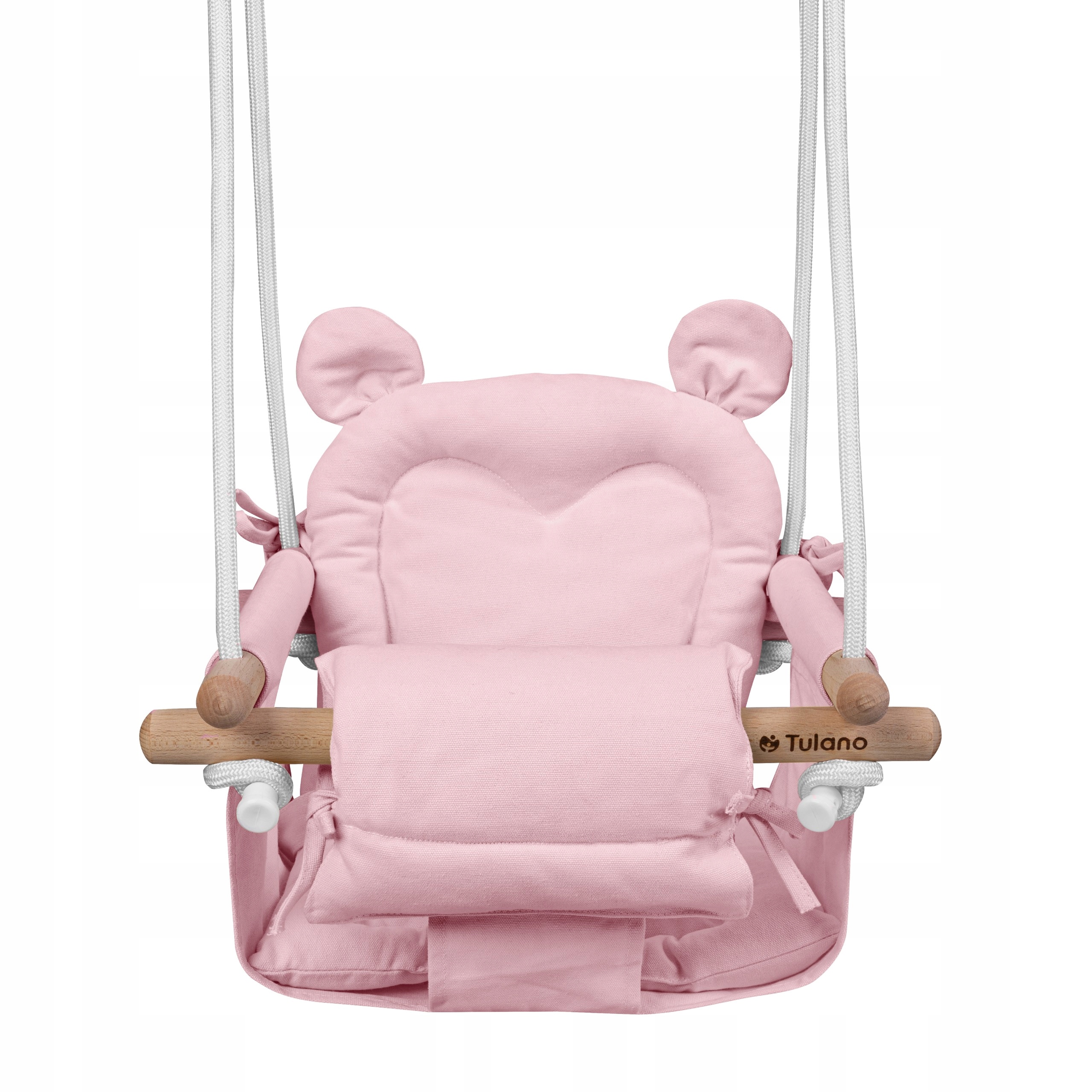 TULANO medinės sūpynės vaikams namams ir sodui BEAR HOP 30 Pink 6m+