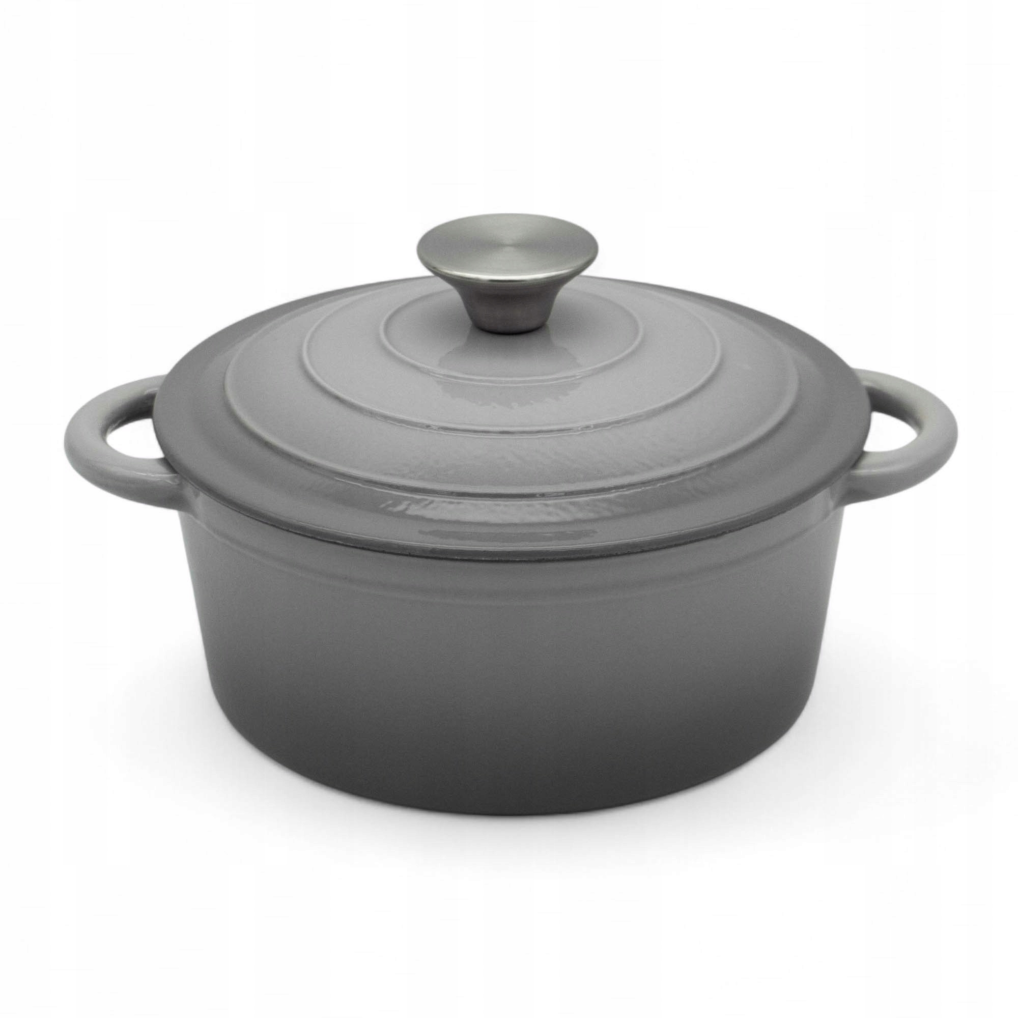 Emaliuotas ketaus puodas 20 cm apvalus su dangteliu ir rankenomis Tradicinis 2L