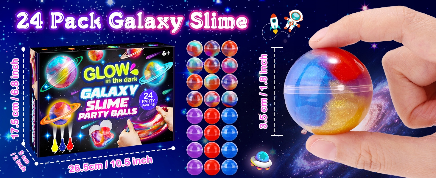 Cosmic Slime Balls rinkinys, vakarėlio dovana vaikams, 24 vnt