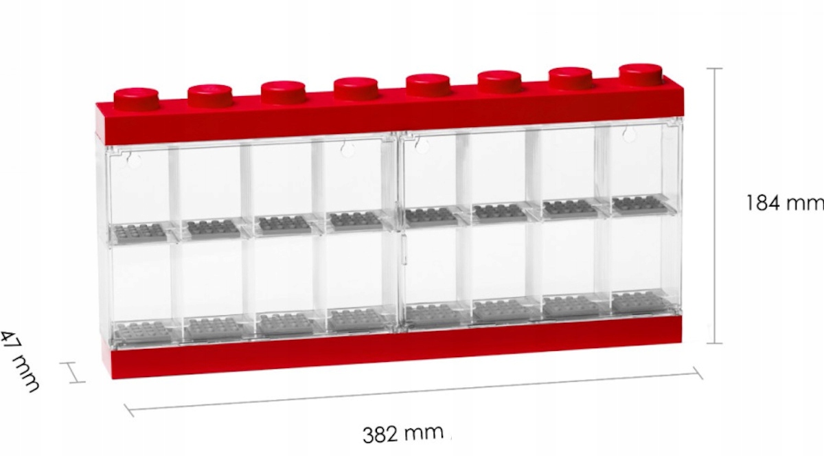 LEGO minifigūrėlių vitrinos spintelė 16 minifigūrėlių Raudona knygų spinta