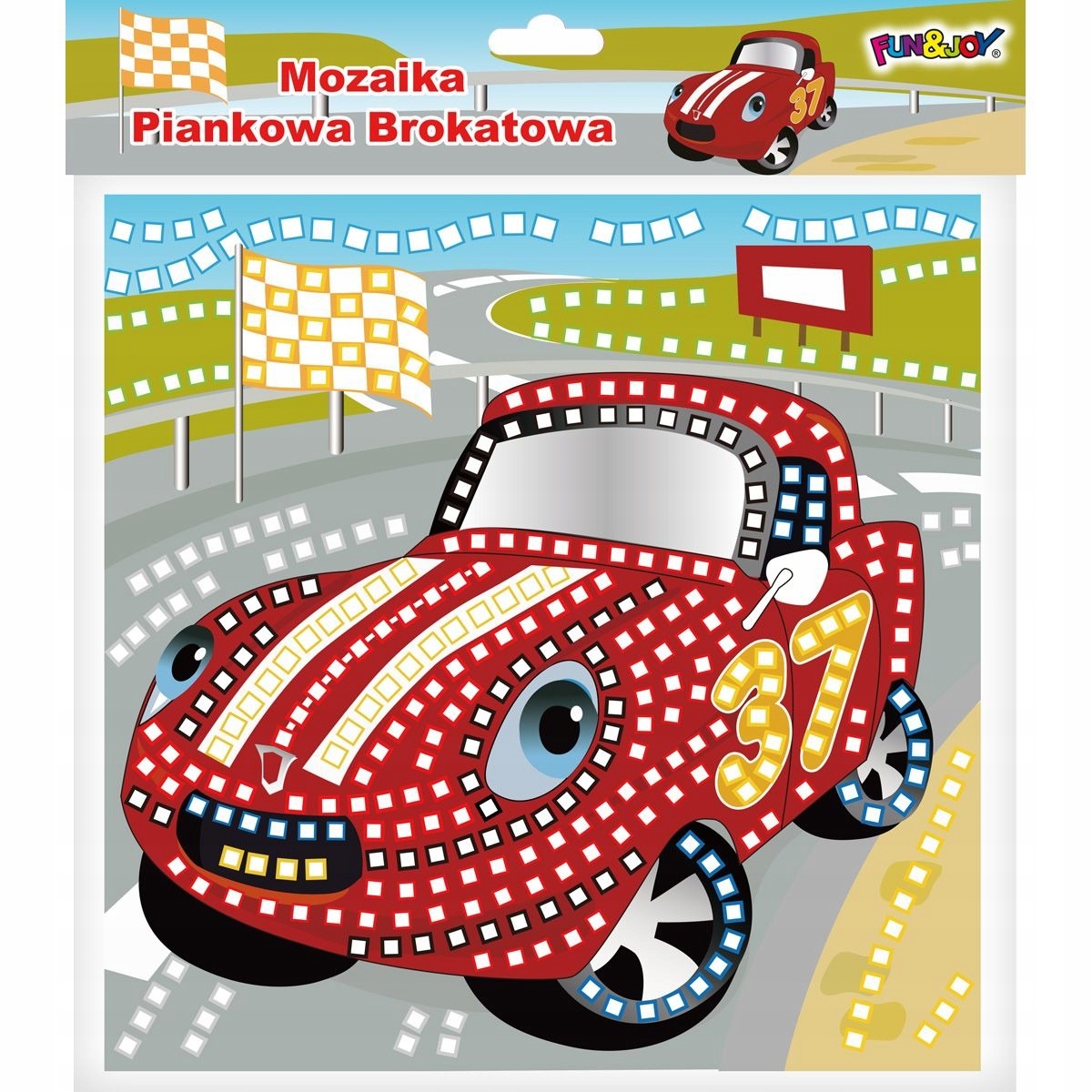 Titanum putos mozaika su blizgiais automobiliai