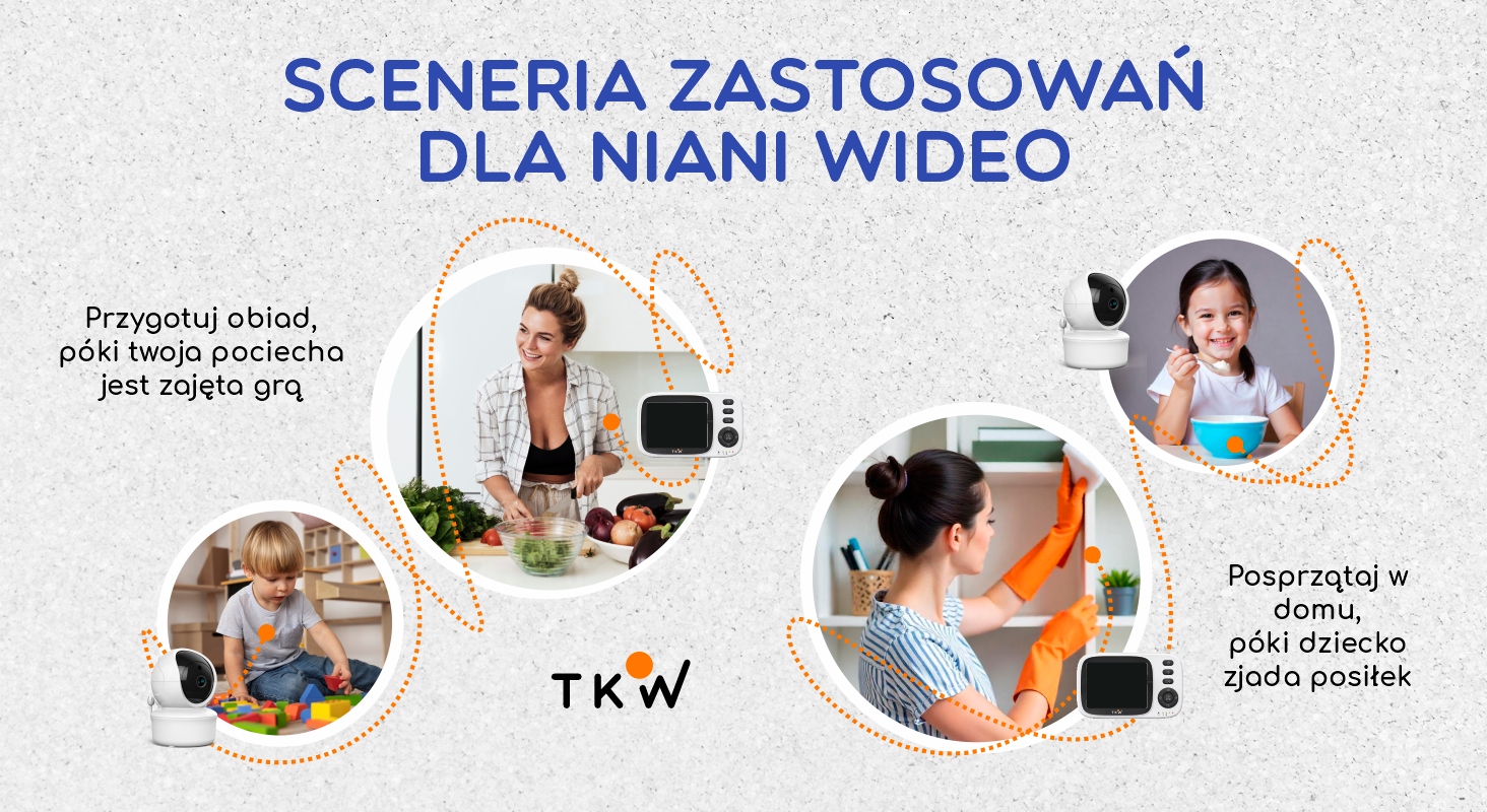 TKW elektroninė auklė su kamera 3,2 colių ekranu ir naktimi