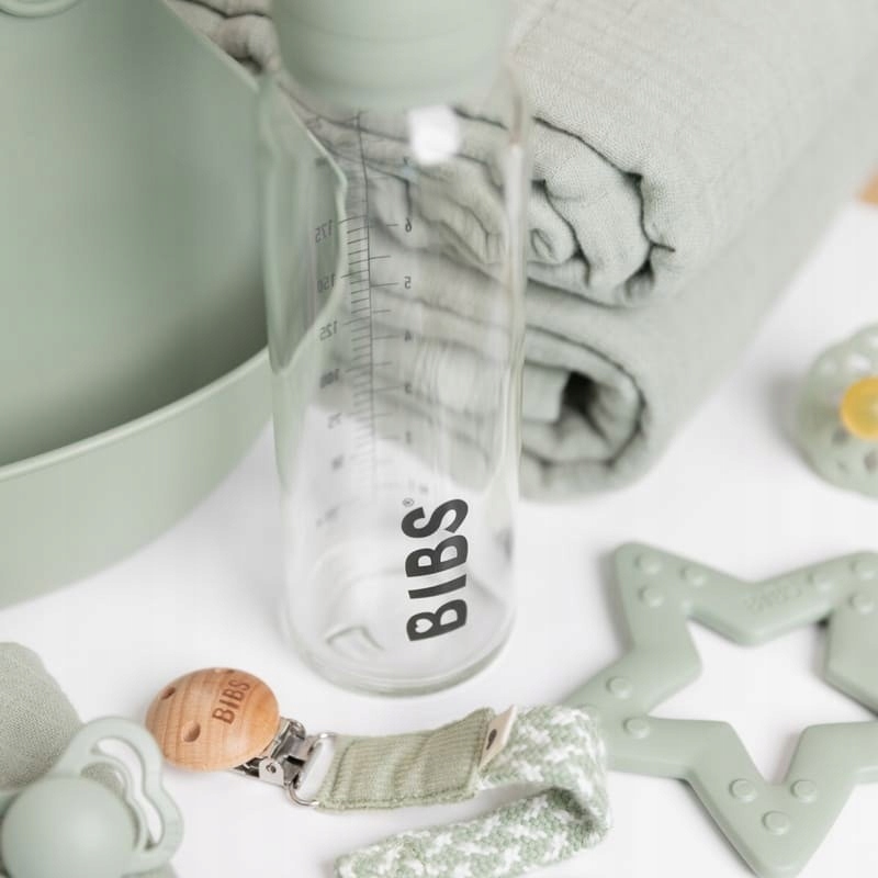 BIBS kūdikių buteliukas nuo pilvo dieglių, be BPA, 225 ml, patogus, guminis, stiklinis
