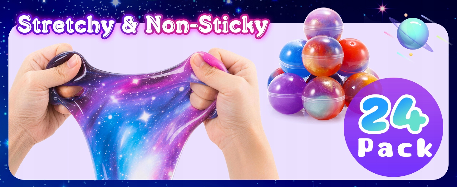 Cosmic Slime Balls rinkinys, vakarėlio dovana vaikams, 24 vnt