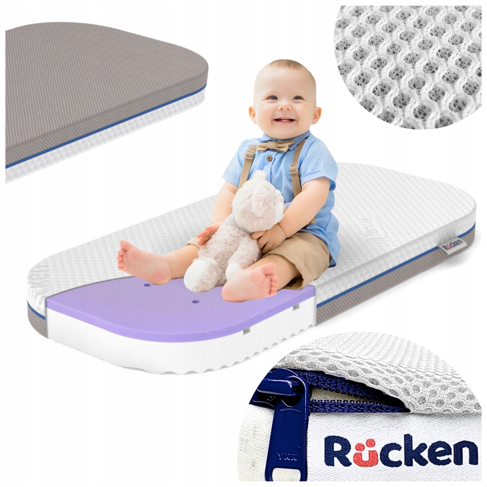 RUCKEN čiužinys lopšiui Chicco Baby Hug Premium 72x33