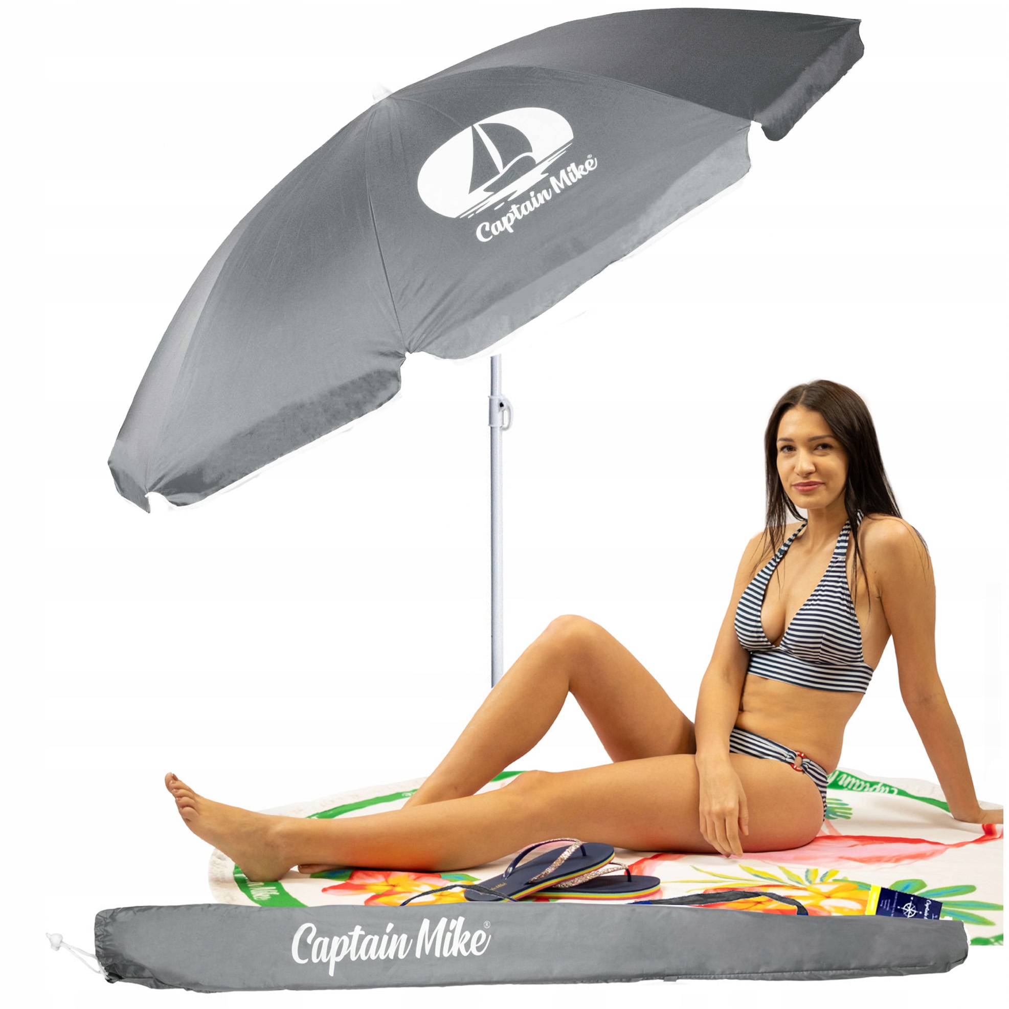 PAPLŪDŽIO skėtis su dangteliu su UV filtru UPF50+, LENGVAS, 160 cm, ATOSTOGOS