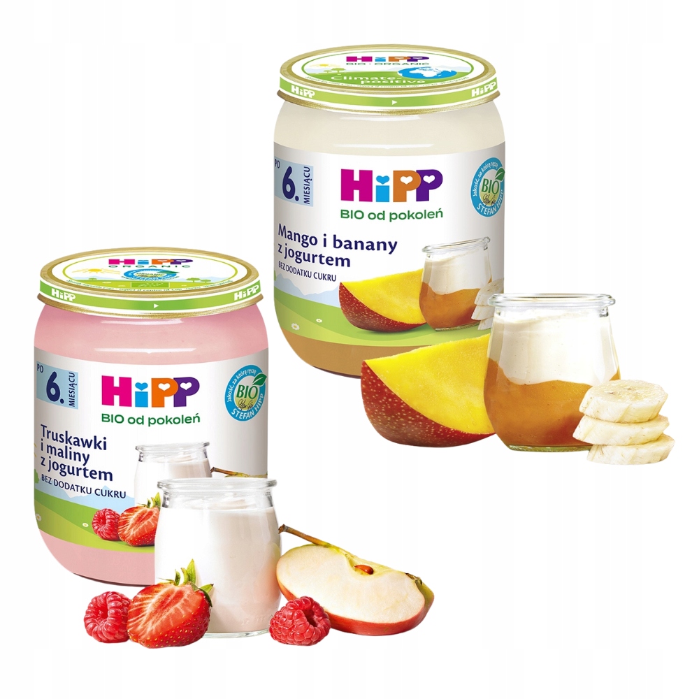 Hipp bio vaisių deserai su jogurtu nuo 6 mėn 2x160 g