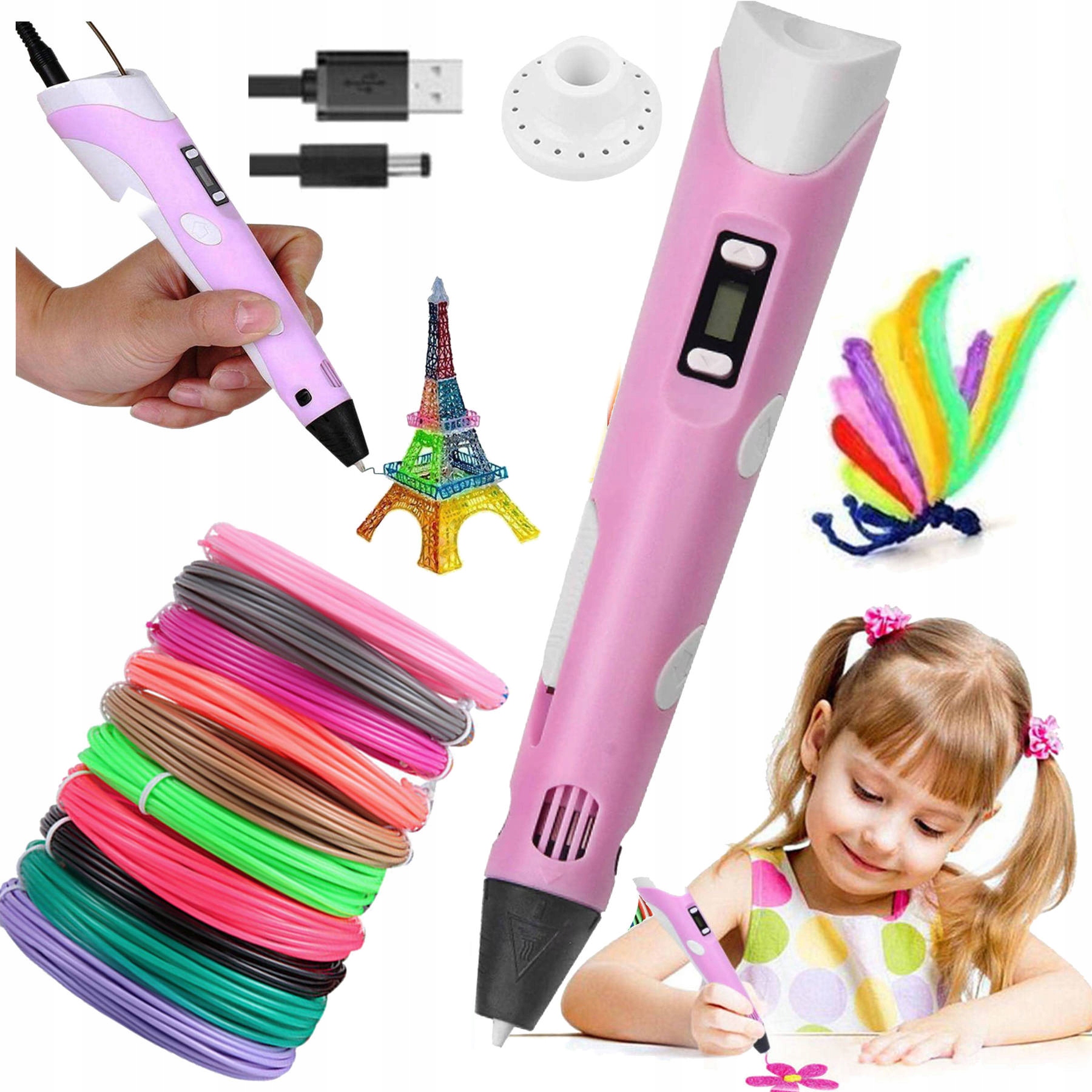 3D PEN 3D spausdintuvo rašiklis + 110m PLA pildymas XXL RINKINYS 3 SPALVŲ DOVANA