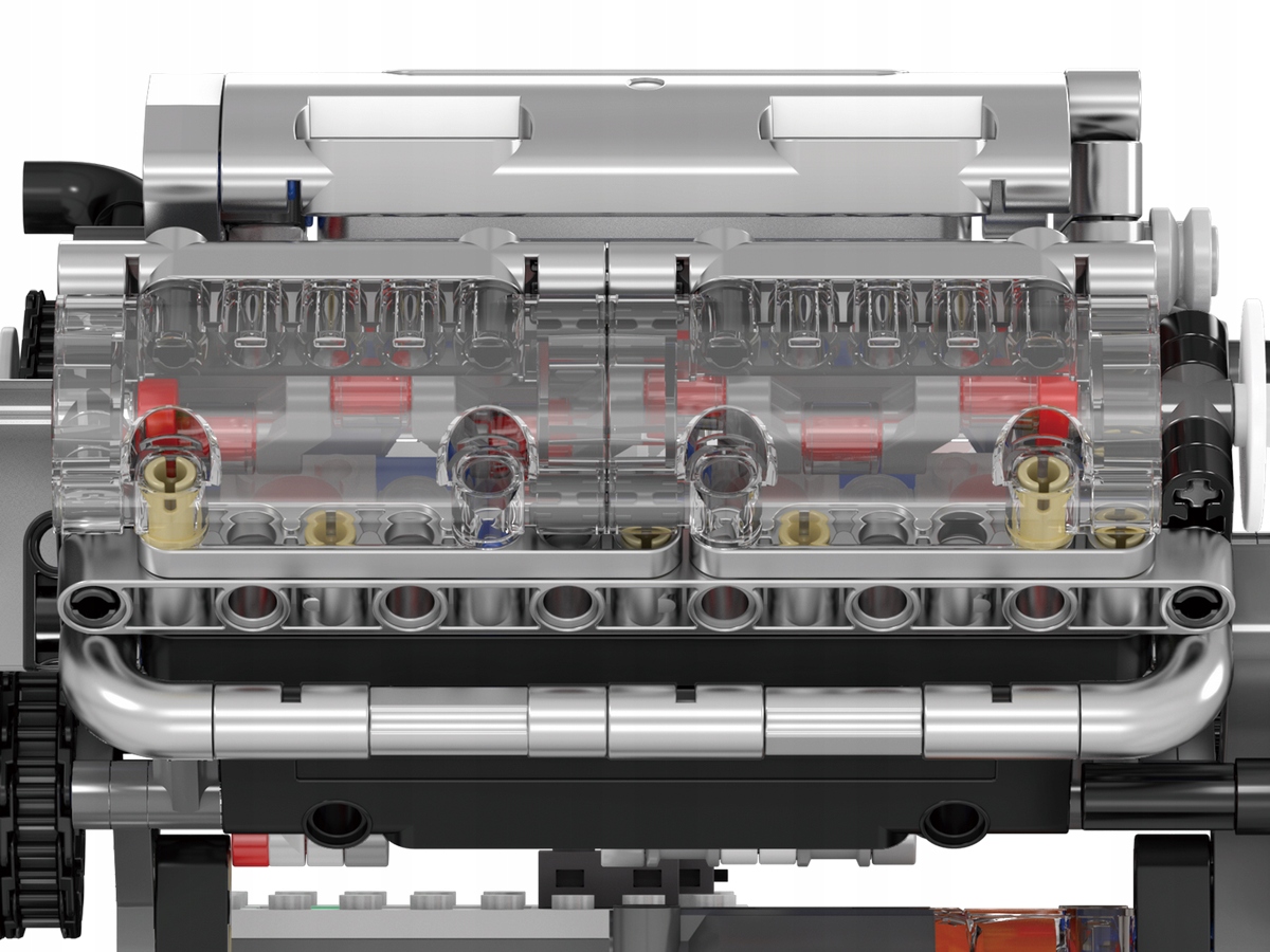 Blocks Mold King 10088 natūraliai įsiurbiamo V8 variklio techninės konstrukcijos modelis