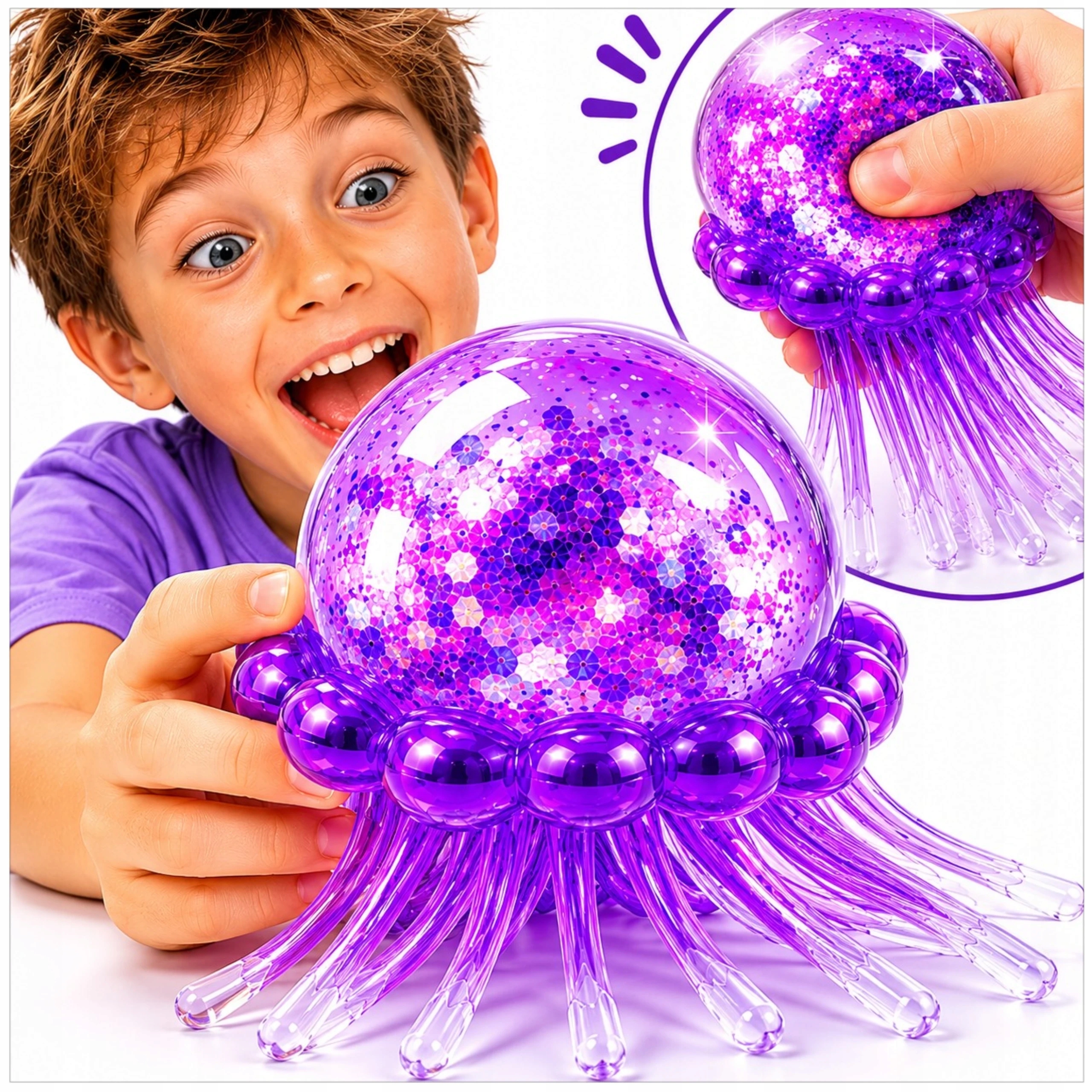 Toys antistresinis gniotek medūza su blizgučiais