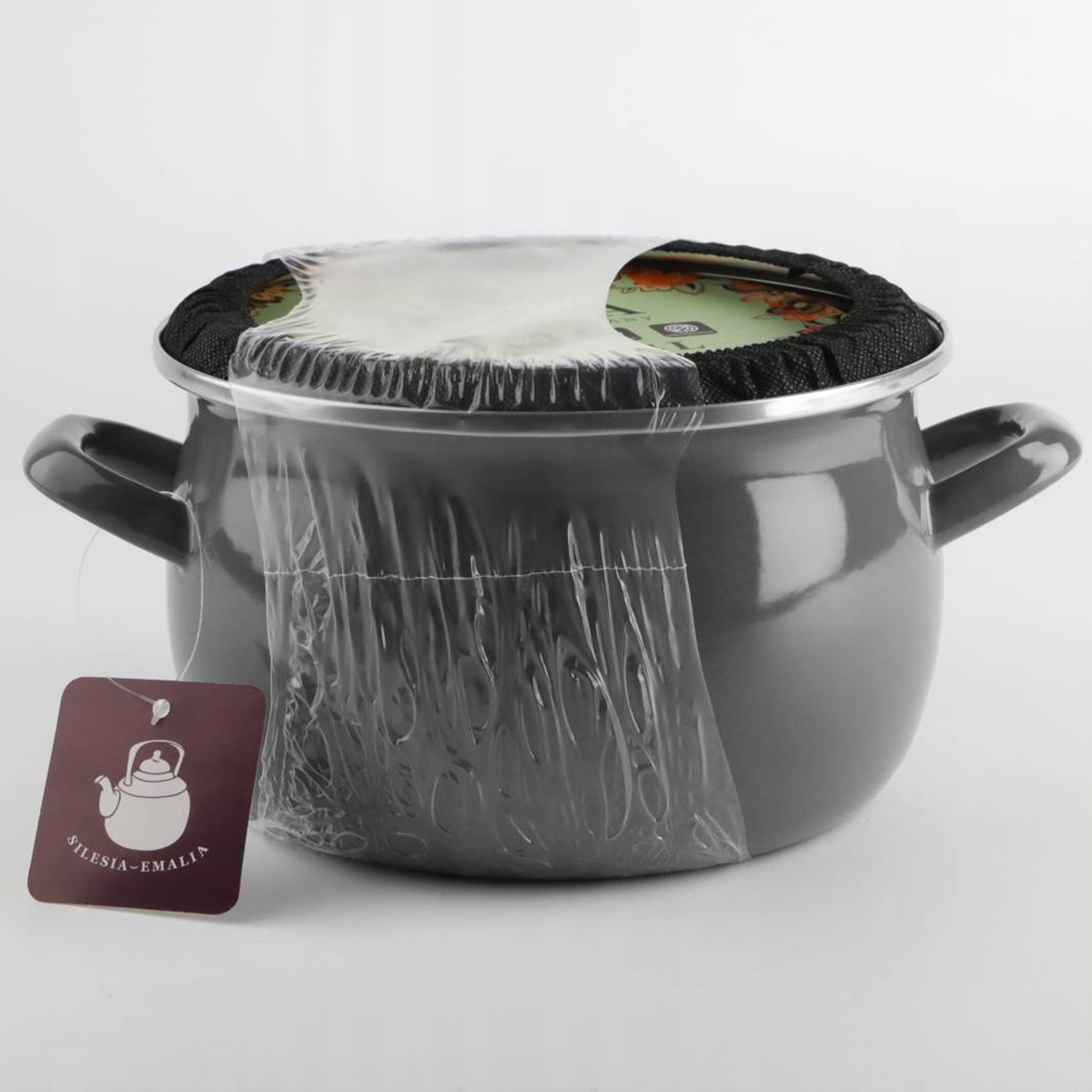 Pilkas emaliuotas puodas HELENA 5.5L Dujinis Tradicinis indukcinis Silesia Emalia