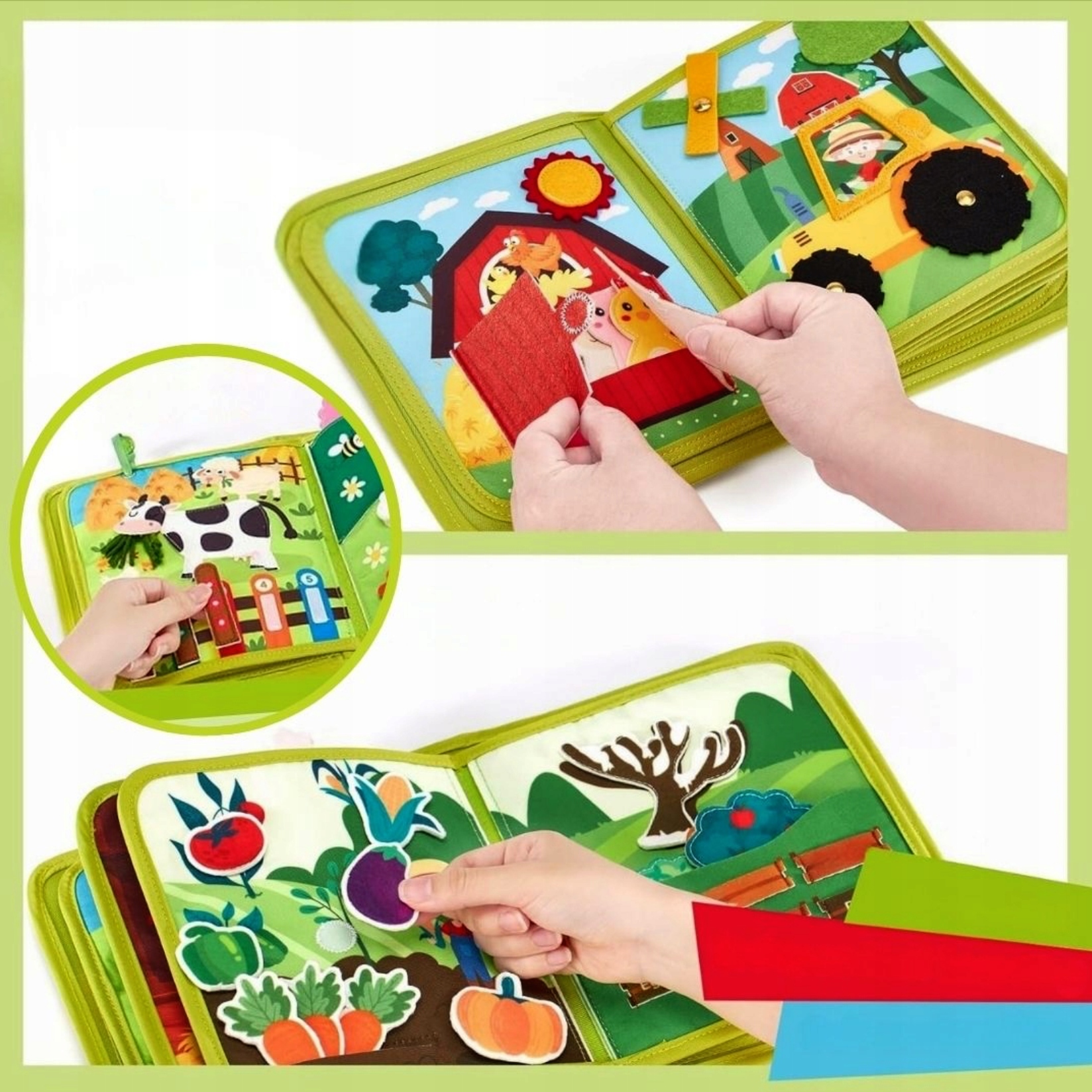 JAUTIMO KNYGA Velcro Velcro Gyvūnai Montessori Vaikai