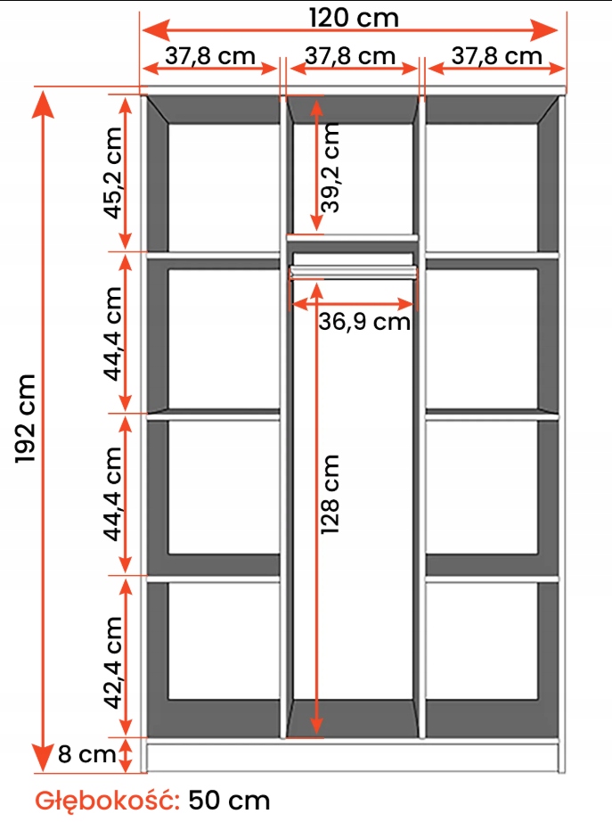 Idźczak Meble Omega 19 szafa 120 cm balta