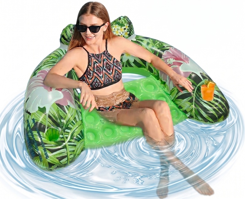 Plaukimo čiužinys Pripučiama kėdė su atlošu Šezlongo vieta gėrimams