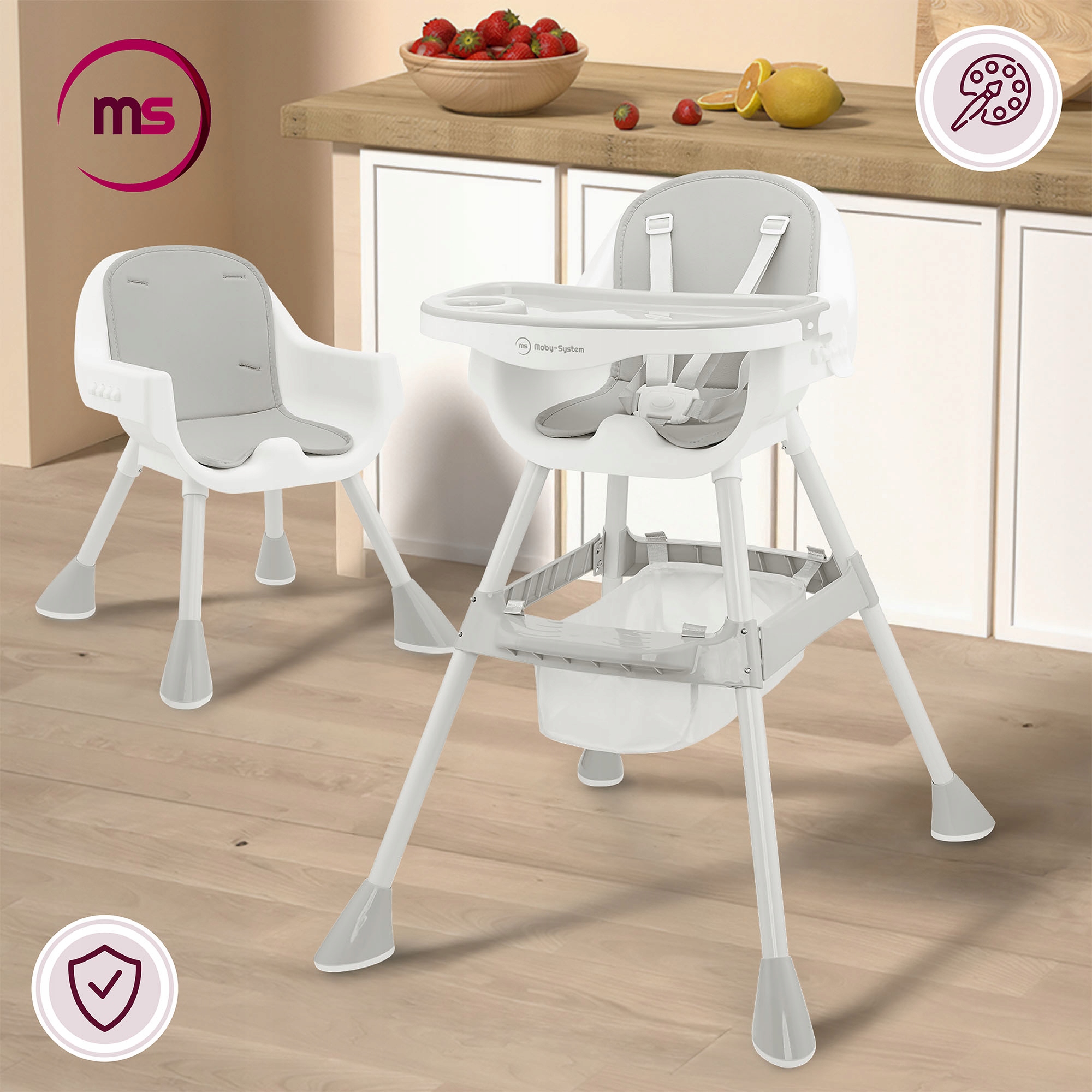 Moby System maitinimo kėdutė 2 in 1 reguliuojama