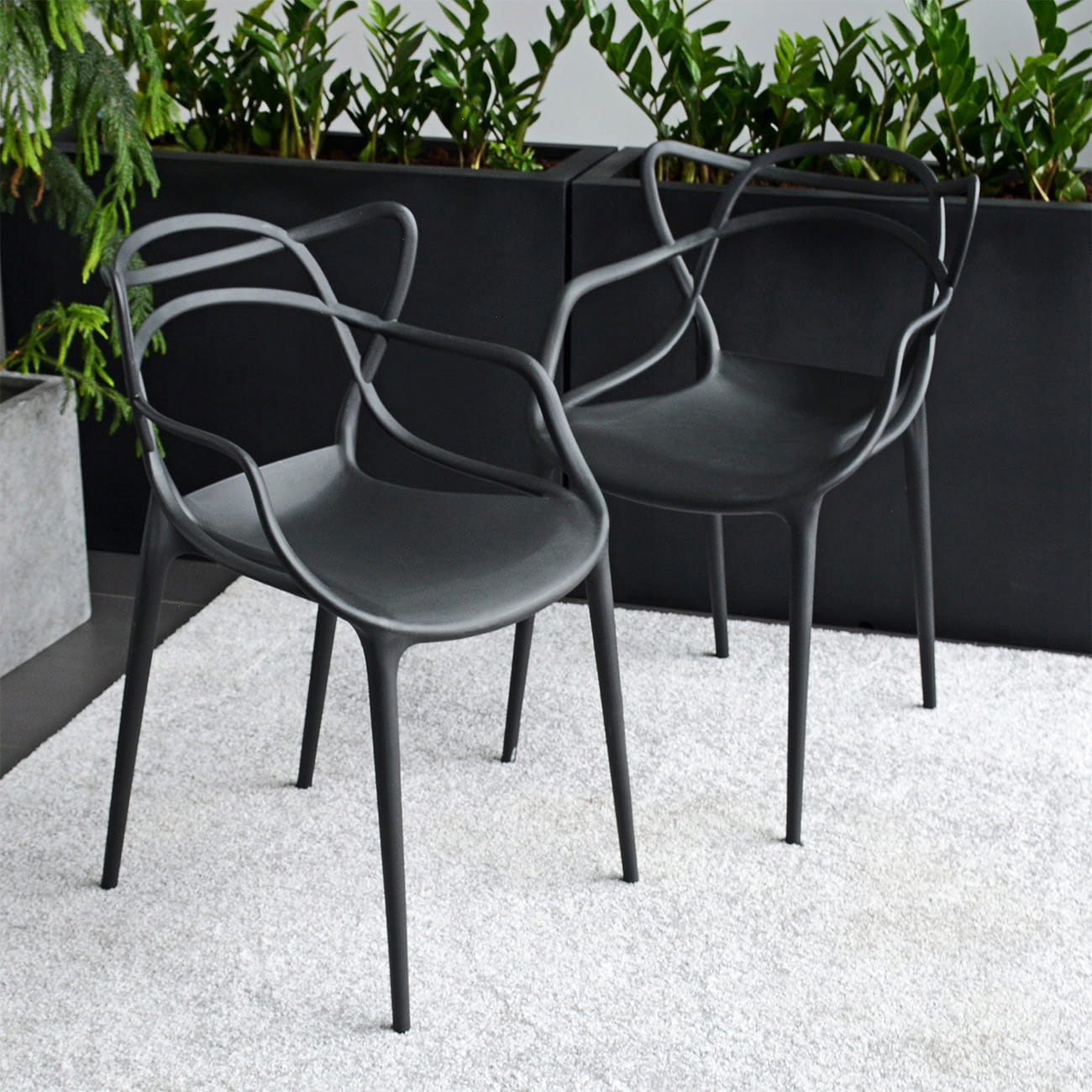 Ažūrinė kėdė Juoda Modernus LOFT fotelis Home Garden Bistro PREMIUM