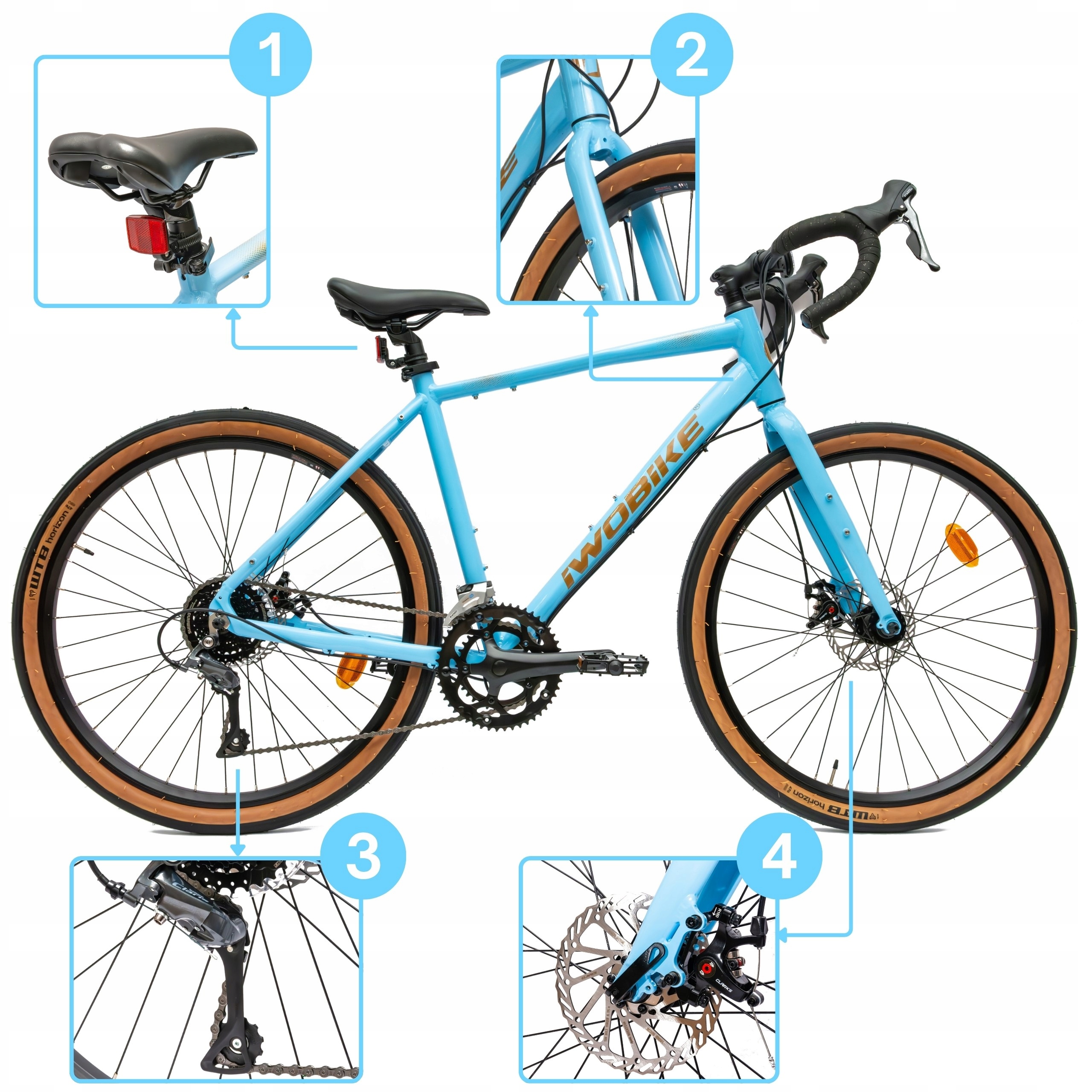 Vyriški žvyro dviračio 27,5 colio „Shimano Claris“ aliuminio diskai „IWOBIKE 2026 Light“