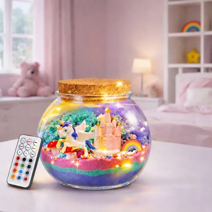 LEAN Toys terrariumas vienaragis LED šviesa