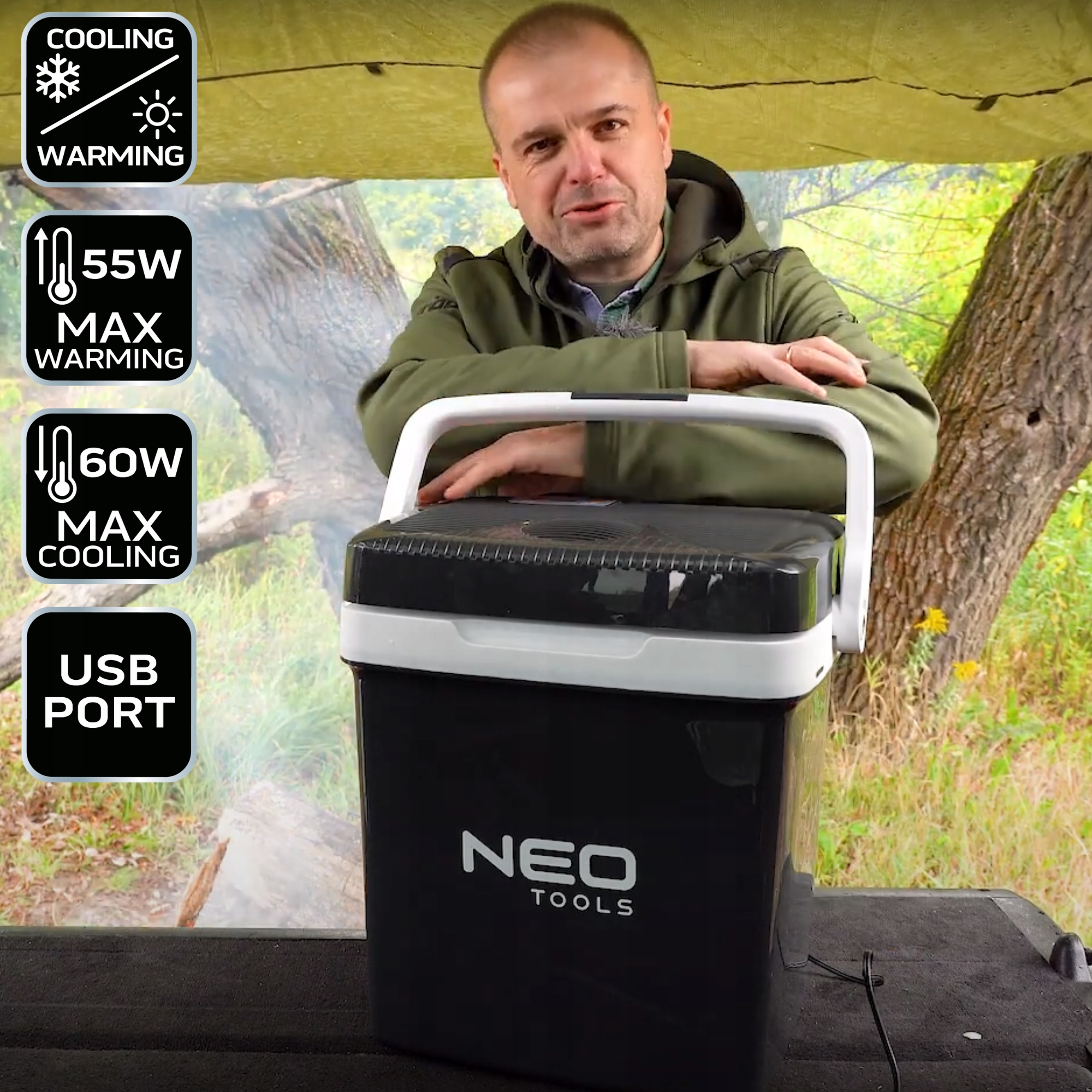 Neo Tools automobilio šaldytuvas 12V/230V 26L