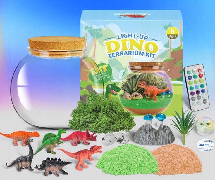 Para Toys dinozauro terariumas naktinė lempa su smėliu