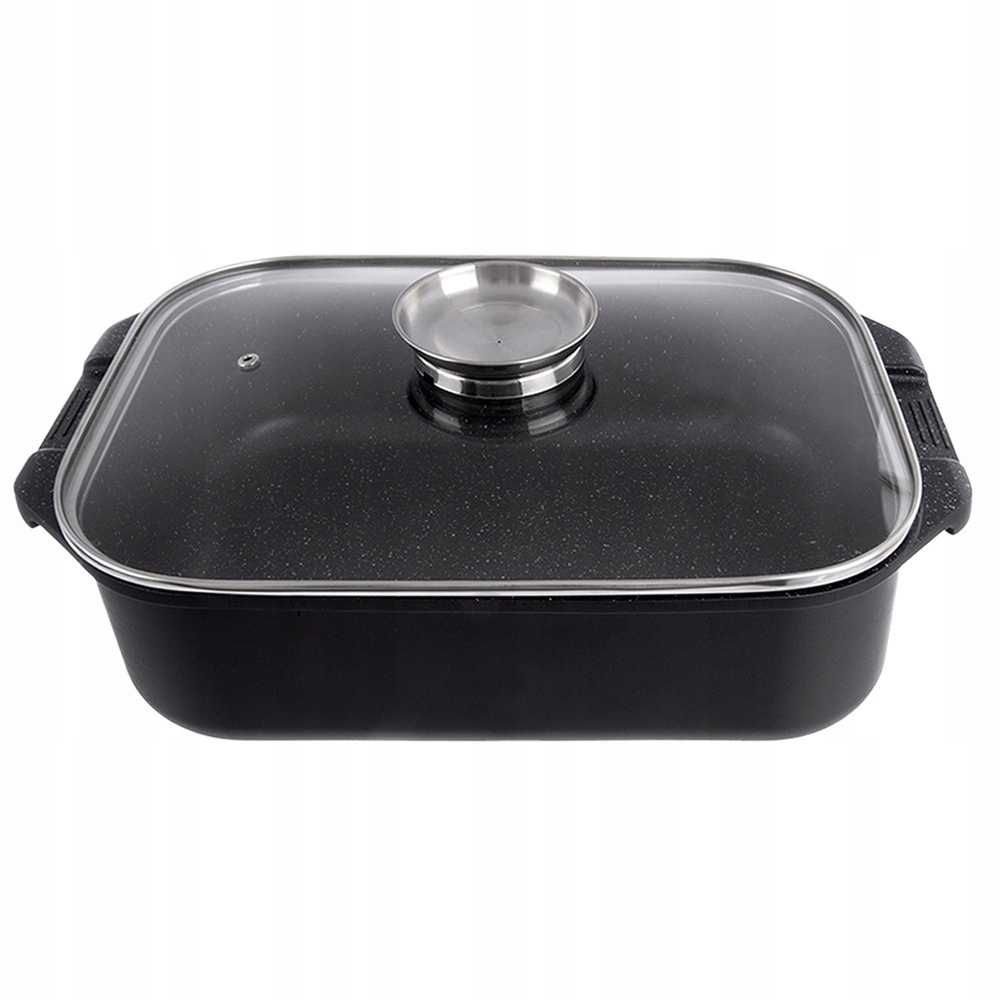 Kepimo skarda 7L 41X26X15CM ALIUMININIS SU GRILINIU KEPU IR STIKLINIU dangteliu