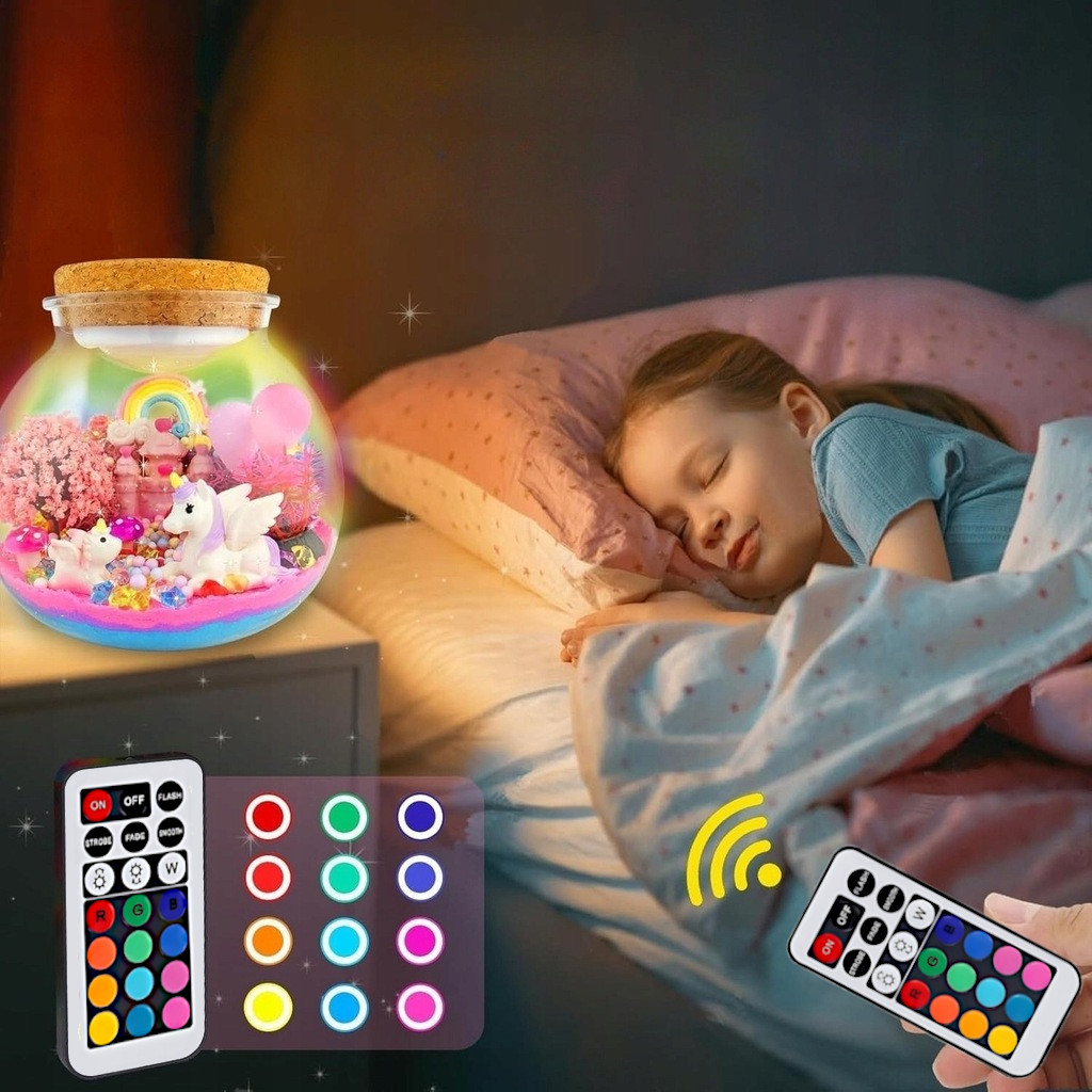 Kidino vienarogyje kūrybinis terariumas su naktine led lempa