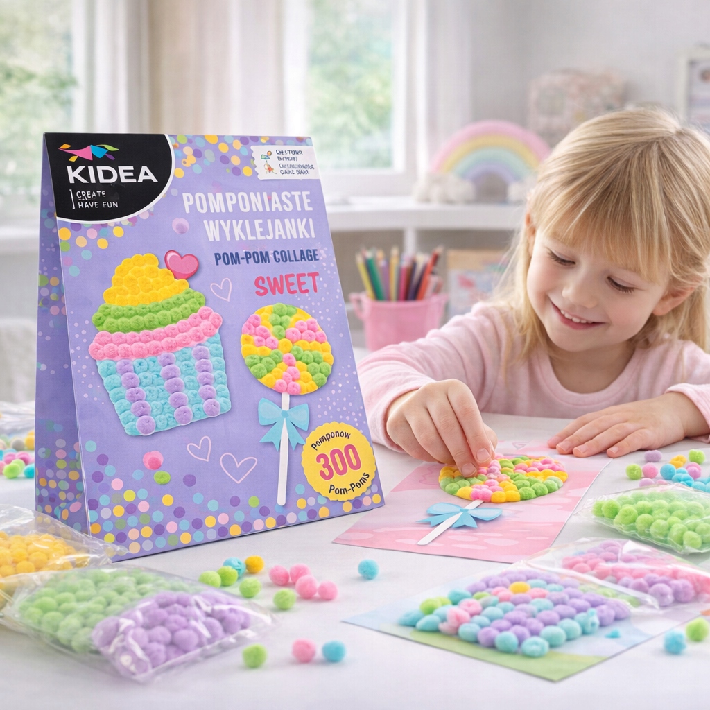 KŪRYBINIS POMPOMŲ LAZDŲ RINKINYS SWEET LOLLEY CUBBIN 300 POMPOMS