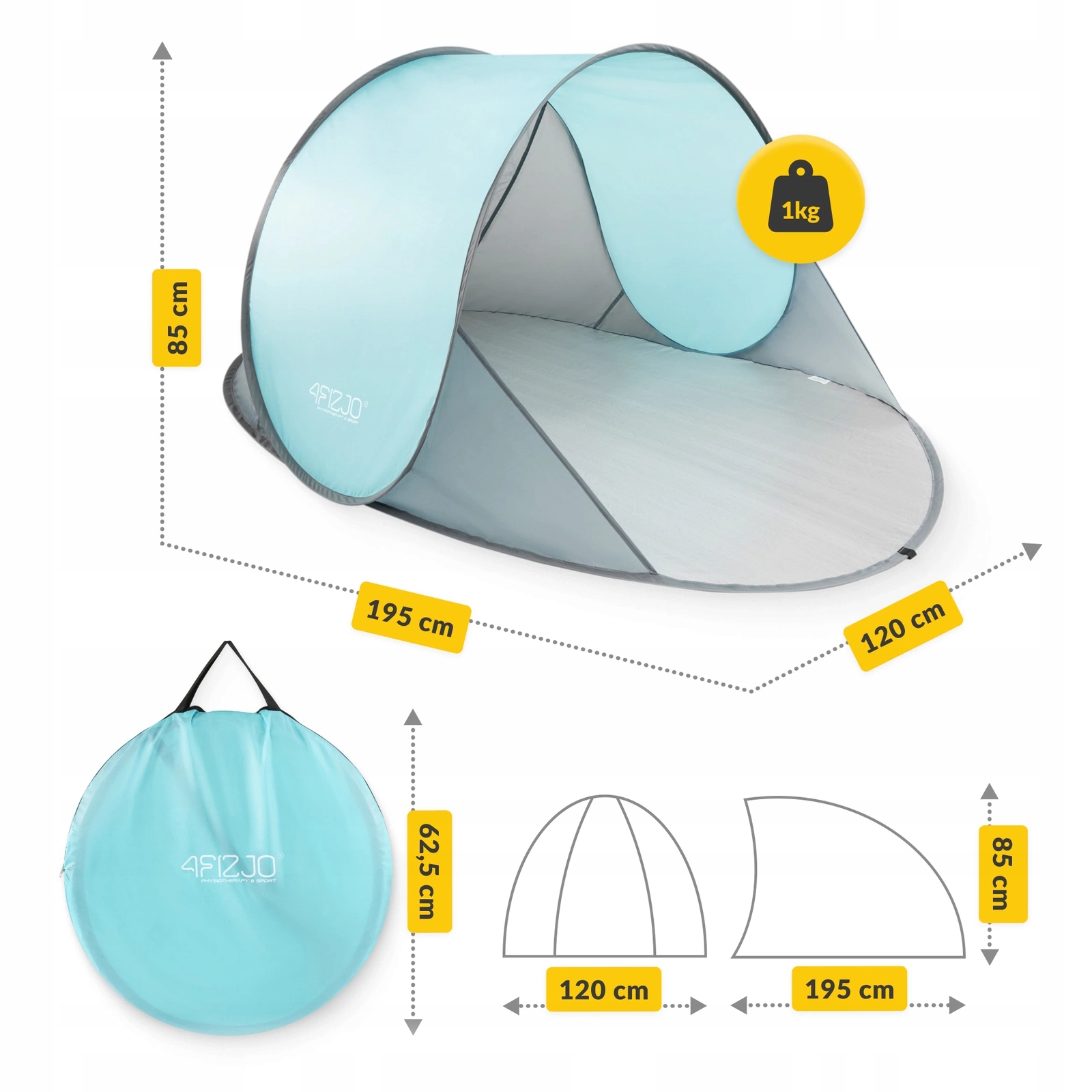 BEACH TENT NEŠIMAS EKRANAS PAPLŪDŽIO SODO APSAUGINIUI 200 CM