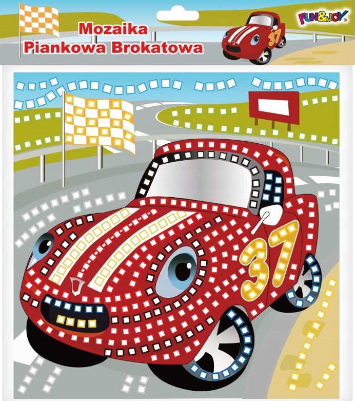 Titanum putos mozaika su blizgiais automobiliai