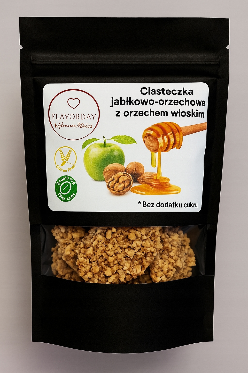 Obuolių sausainiai su graikiniais riešutais ir medumi 80 g