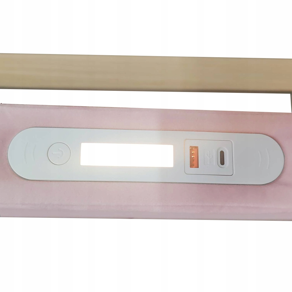 Vaikiška lova apmušta aksomu, stalčius, naktinė lempa, USB sofa, rožinė