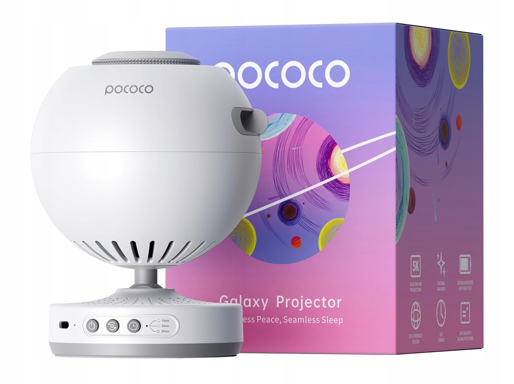 POCOCO GALAXY STARS PROJEKTORIAUS LED PLANETARIUM NAKTINĖ LEMPA VAIKAMS