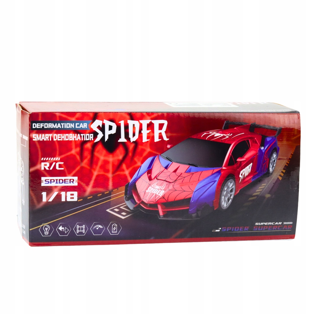 Nuotoliniu būdu valdomas automobilis AUTO SPIDER 2in1 robotas 360° sukimosi LED efektai