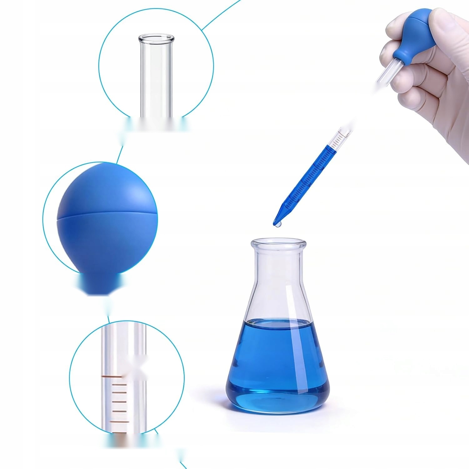 Stiklinės pipetės 1ml 2ml 5ml 10ml su laboratorinėmis svarstyklėmis
