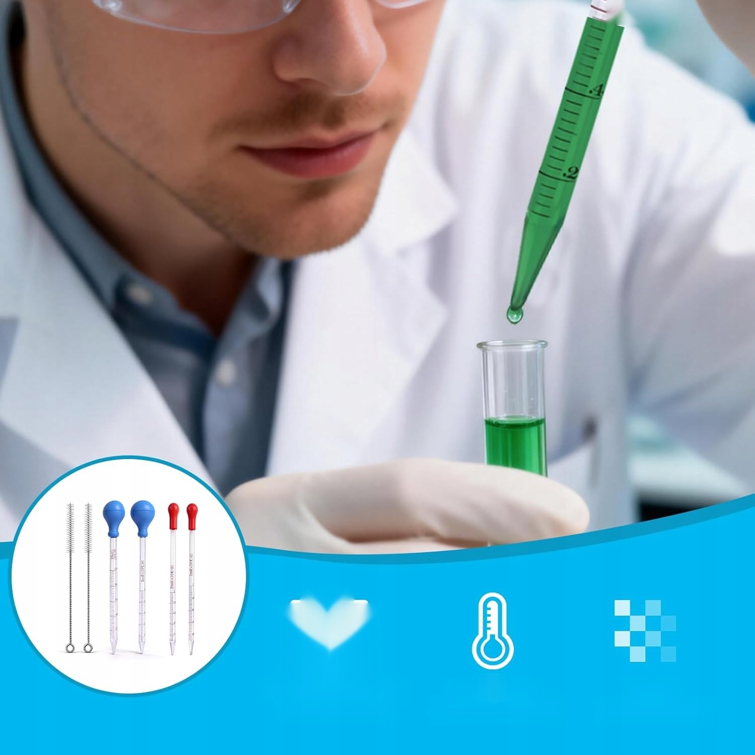 Stiklinės pipetės 1ml 2ml 5ml 10ml su laboratorinėmis svarstyklėmis