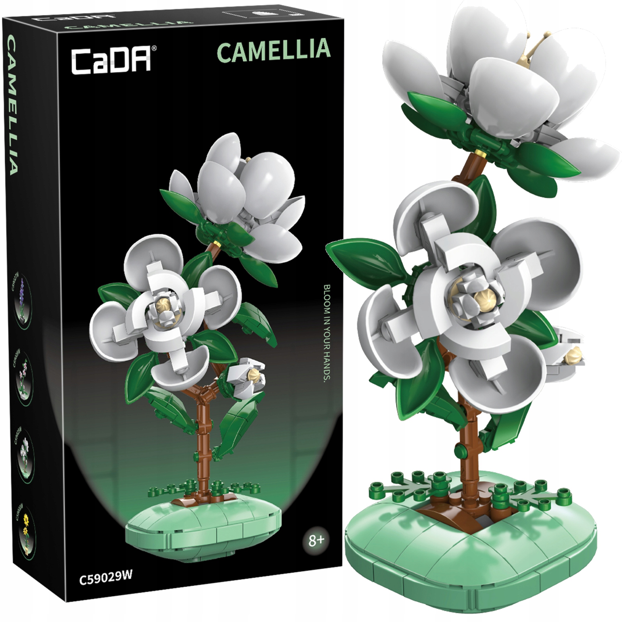 CaDA Floral Art Camellia gėlė vazone 301 el C59029 statybiniai blokeliai